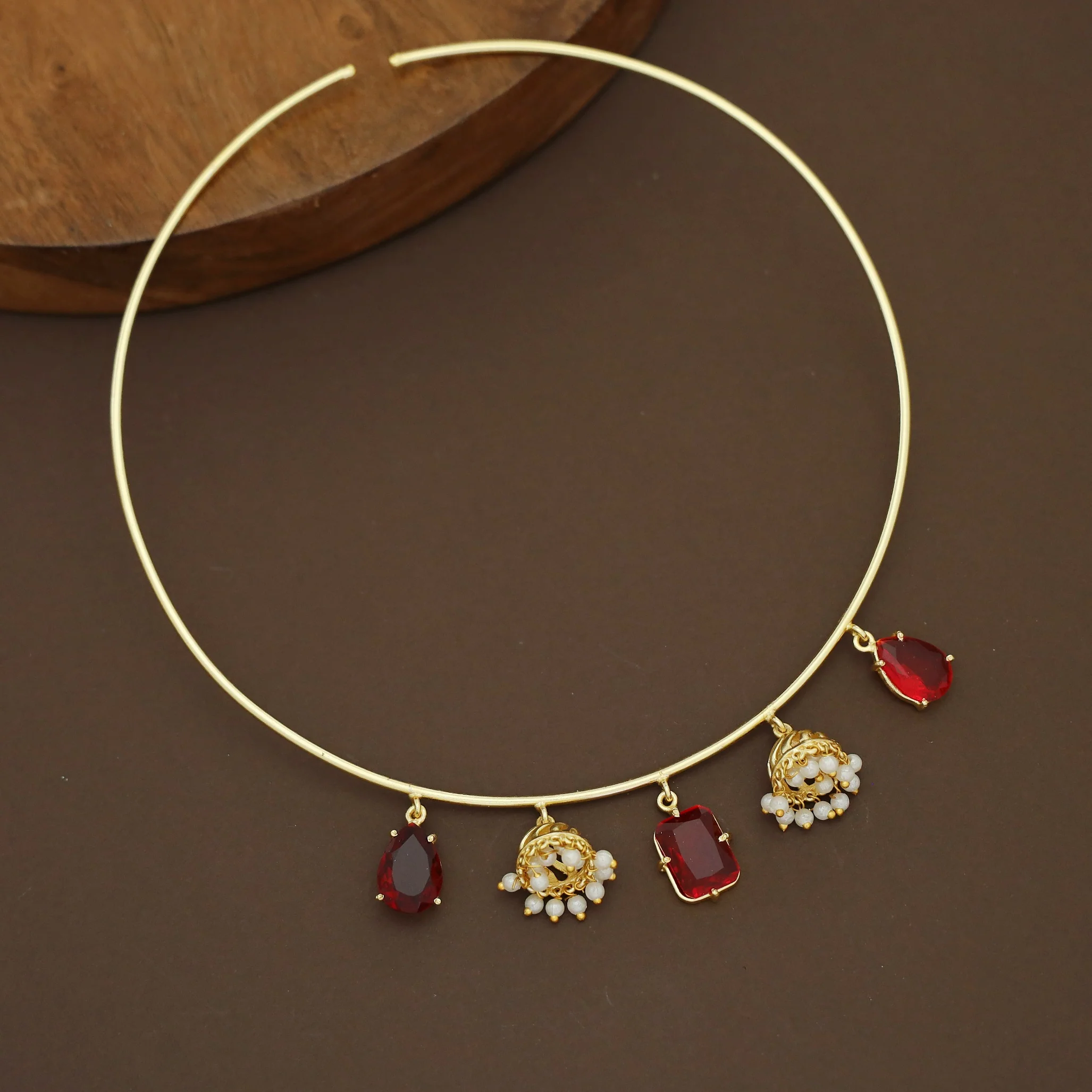 Rishi Dangling Jhumka + Rain Drop Glossy Neck Cuff - Image 2