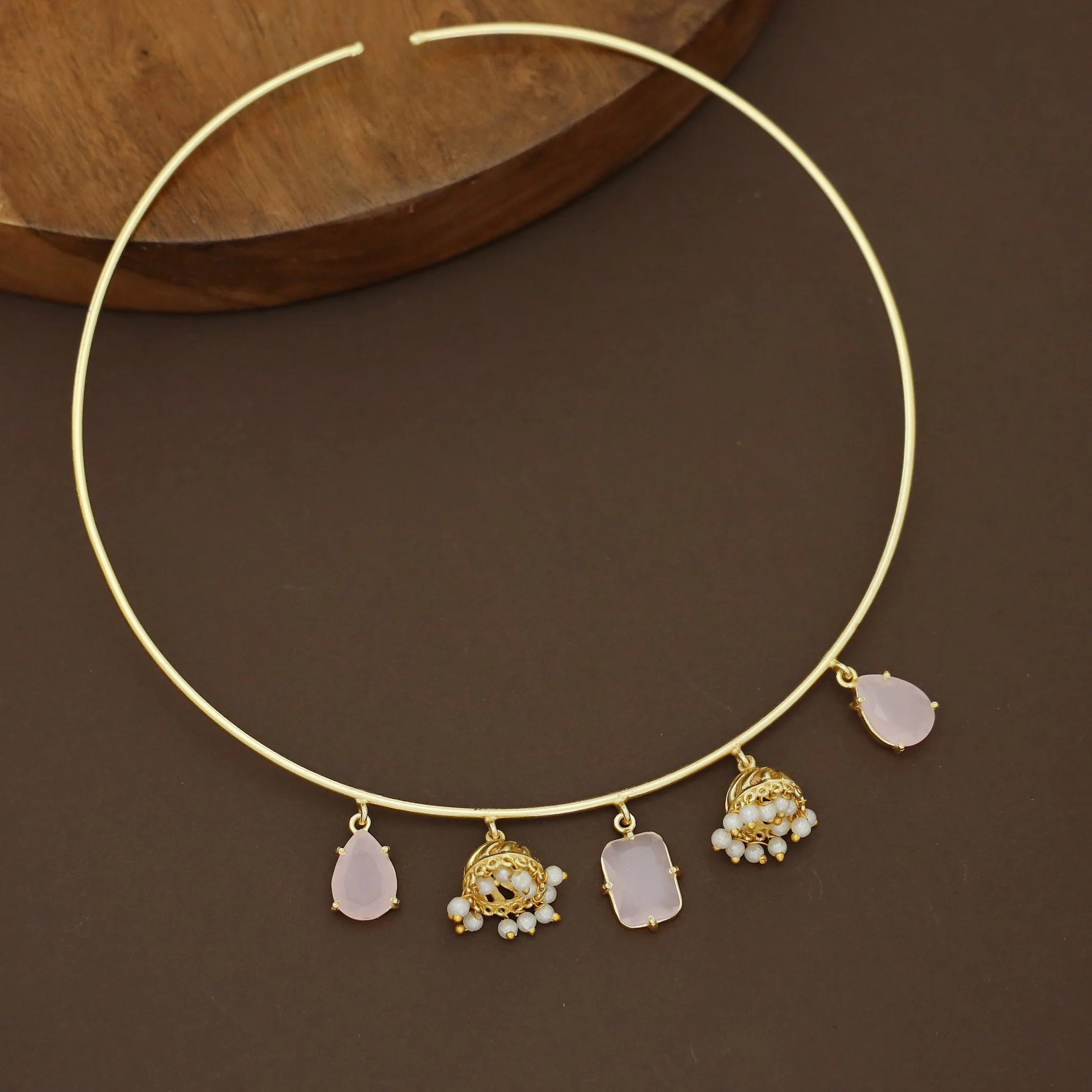 Rishi Dangling Jhumka + Rain Drop Glossy Neck Cuff - Image 3