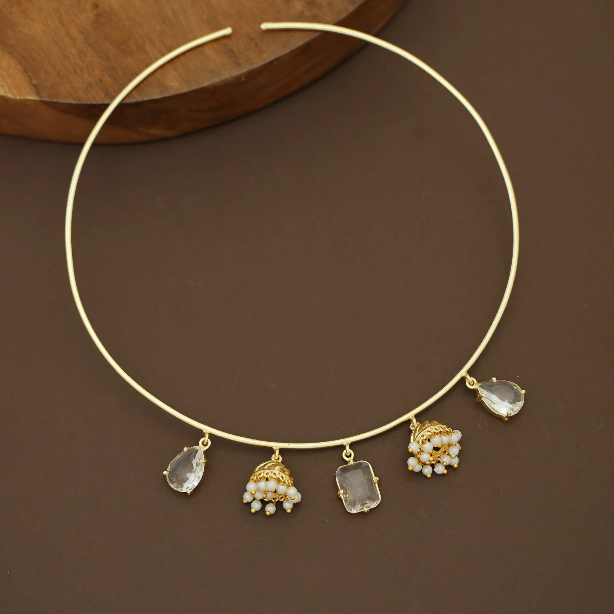 Rishi Dangling Jhumka + Rain Drop Glossy Neck Cuff - Image 5