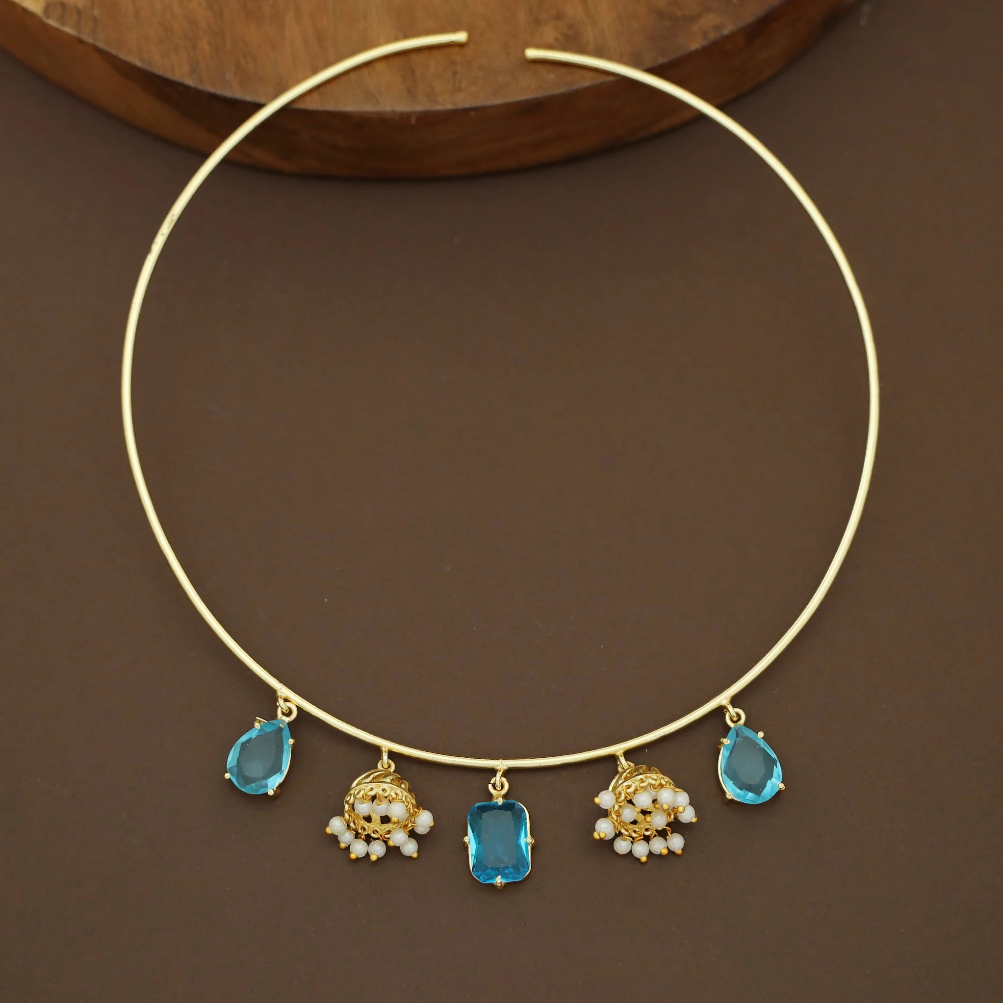 Rishi Dangling Jhumka + Rain Drop Glossy Neck Cuff - Image 6