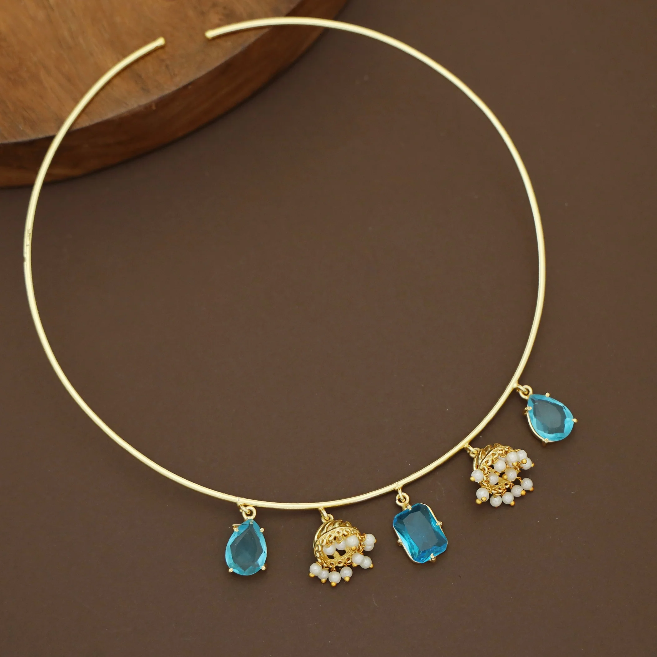 Rishi Dangling Jhumka + Rain Drop Glossy Neck Cuff - Image 7