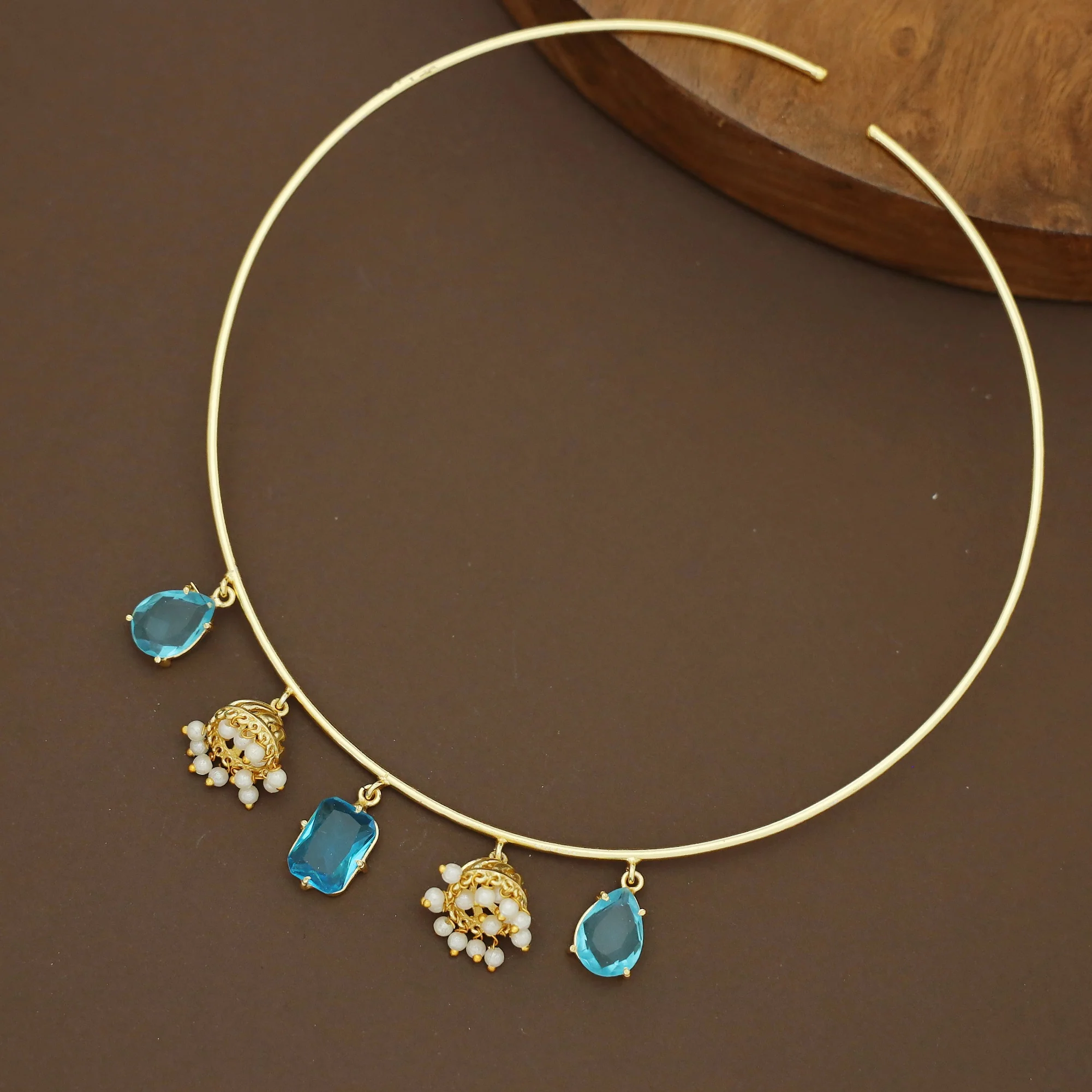Rishi Dangling Jhumka + Rain Drop Glossy Neck Cuff - Image 8