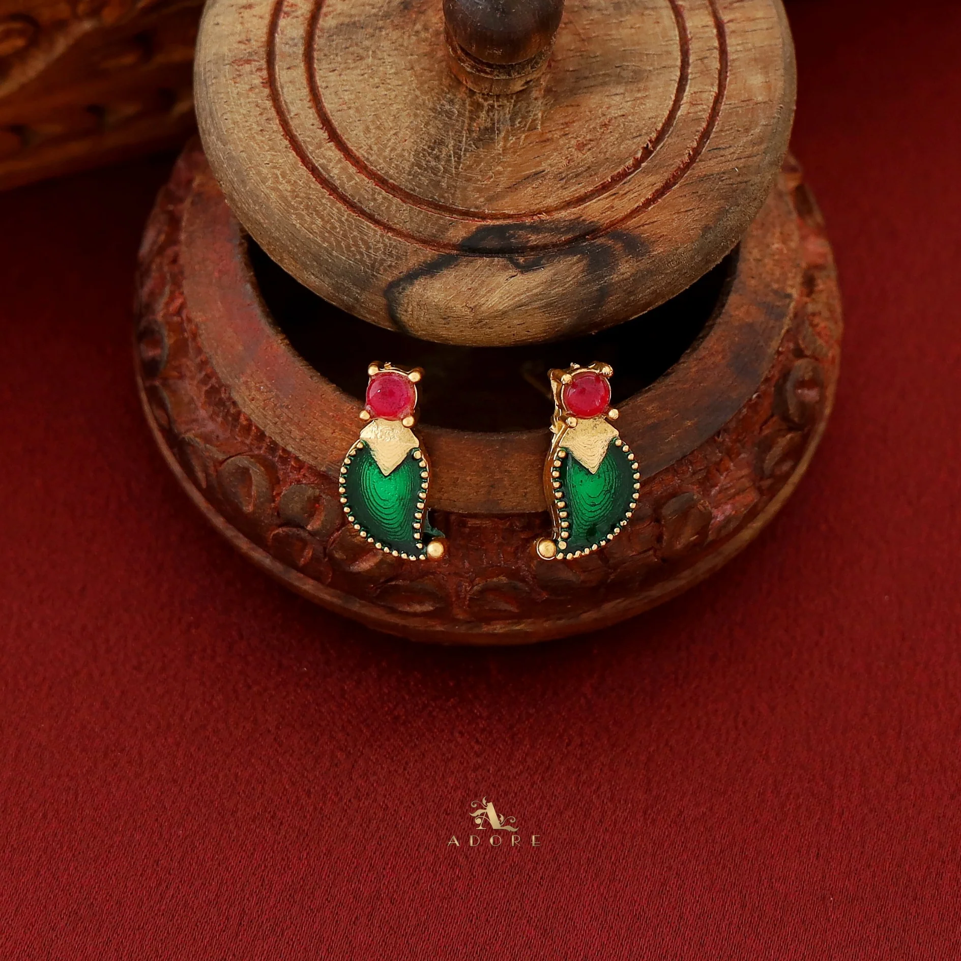 Rithu Palakka Kemp Stone Neckpiece With Earring - Image 7