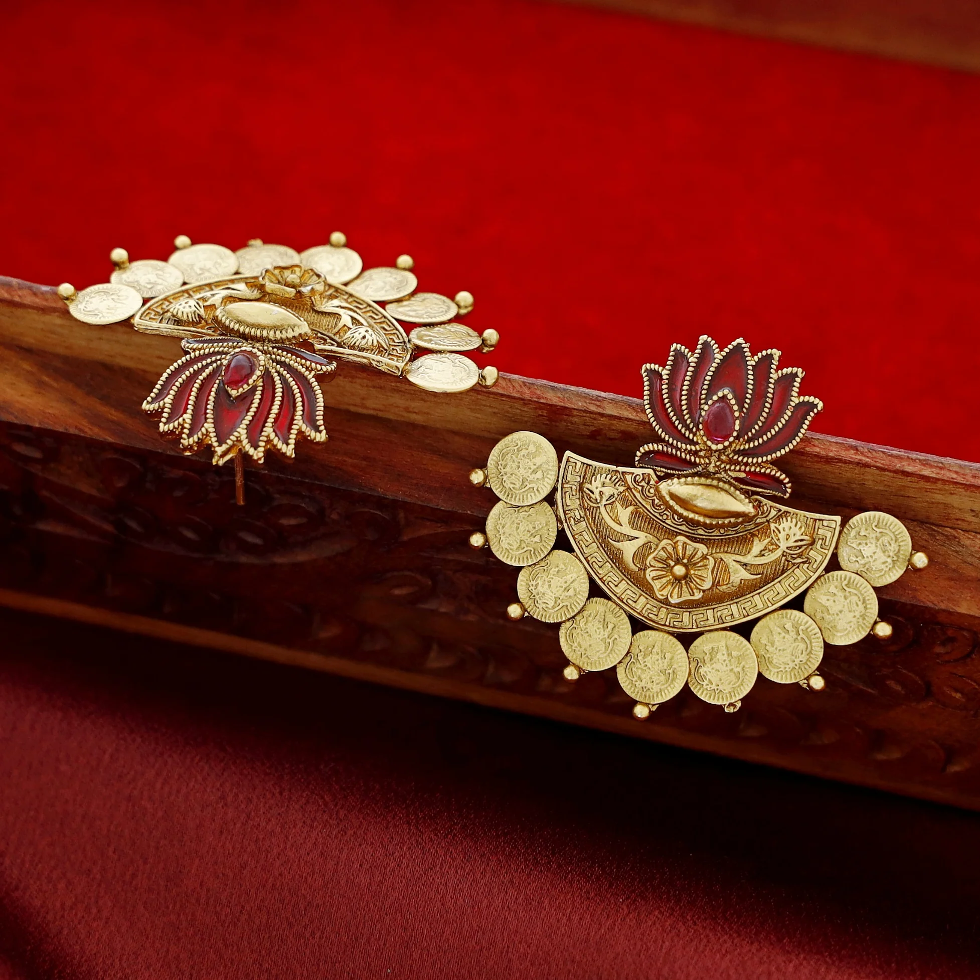 Ritika Enamel Lotus Kashi Earring - Image 7