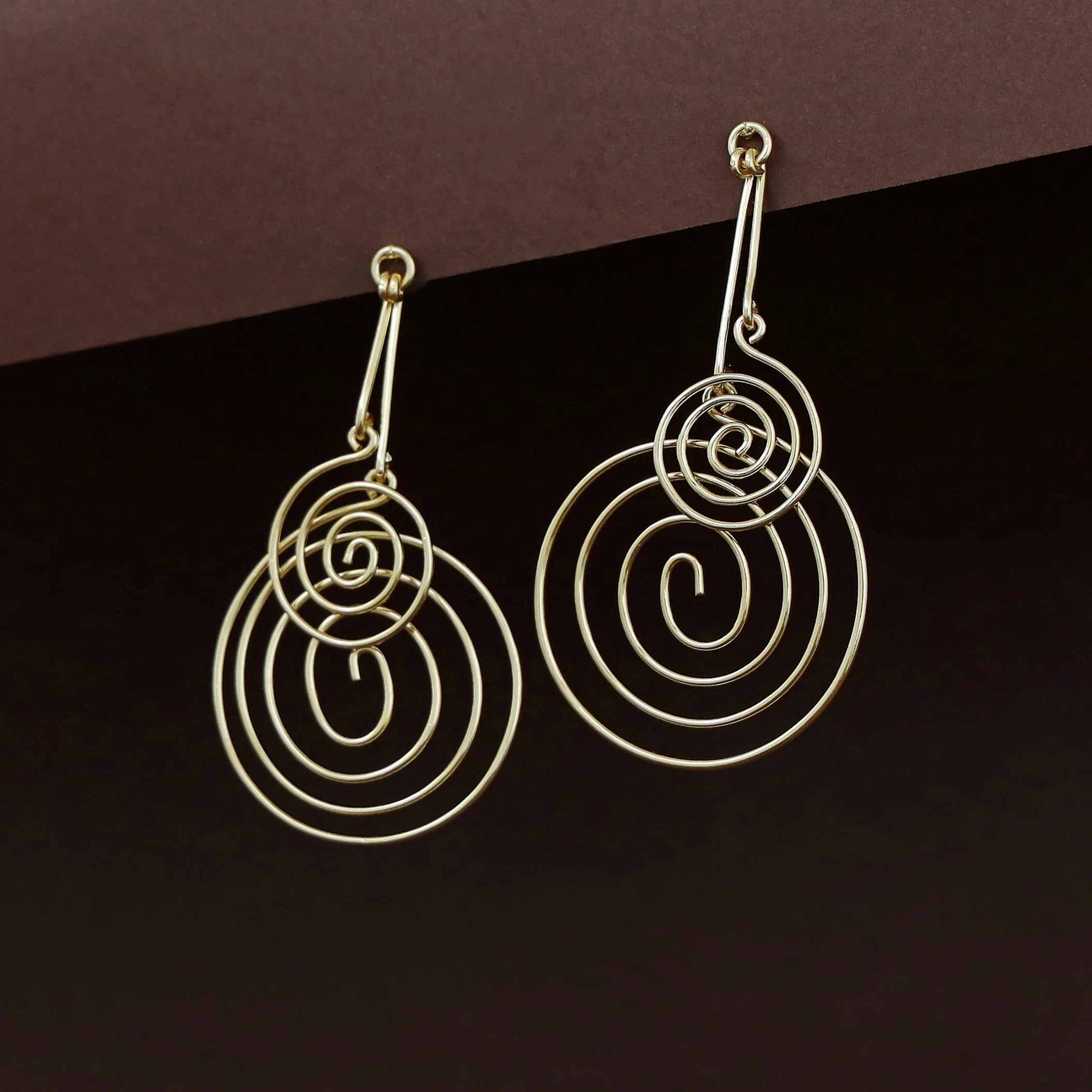Riya Golden Dual Spiral Earring - Image 2
