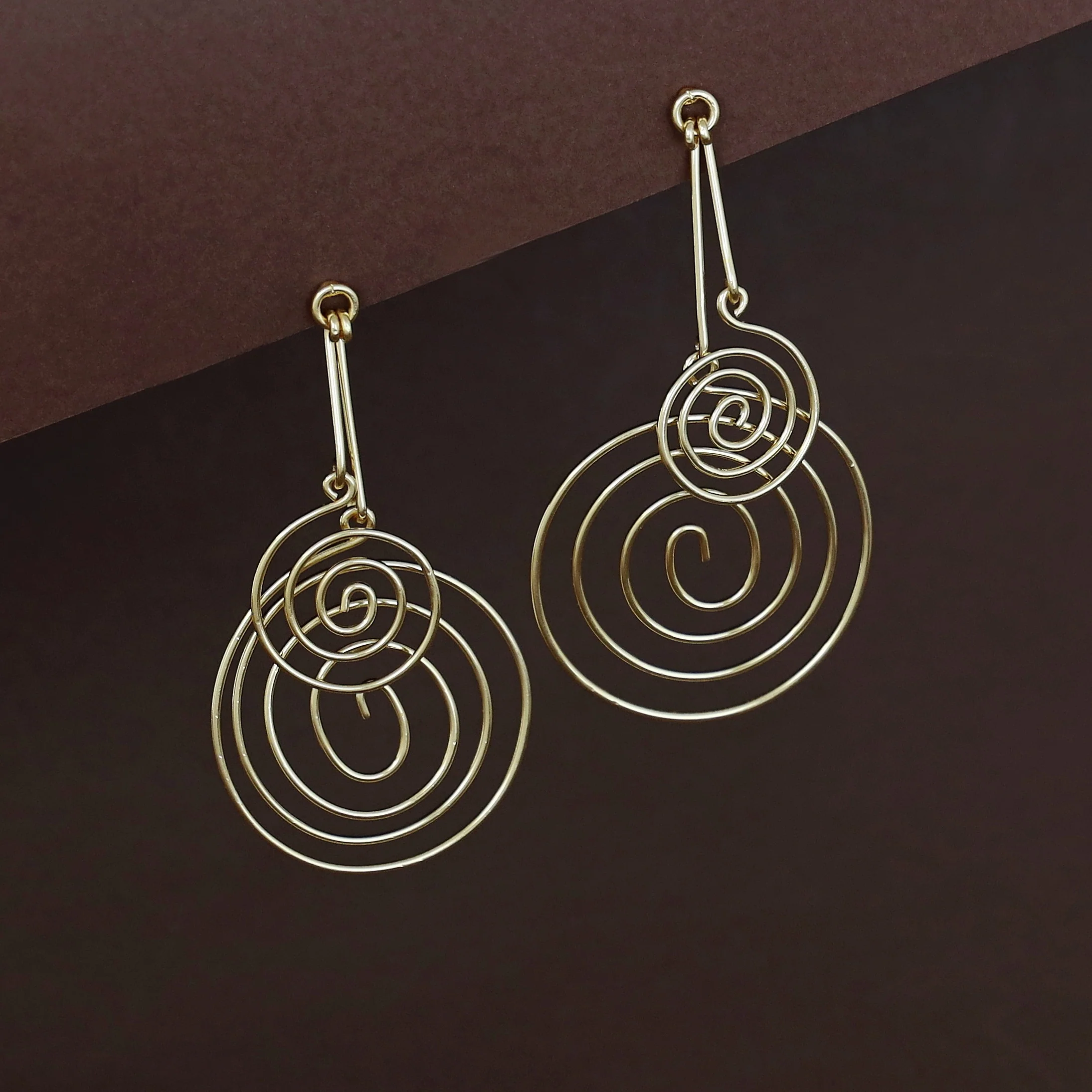 Riya Golden Dual Spiral Earring - Image 3