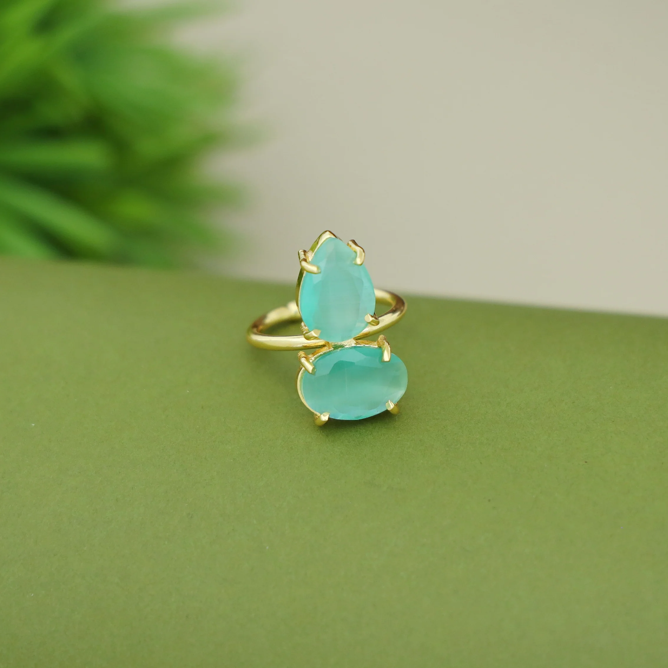 Rory Claw Oval Drop Glossy Stone Ring - Image 15