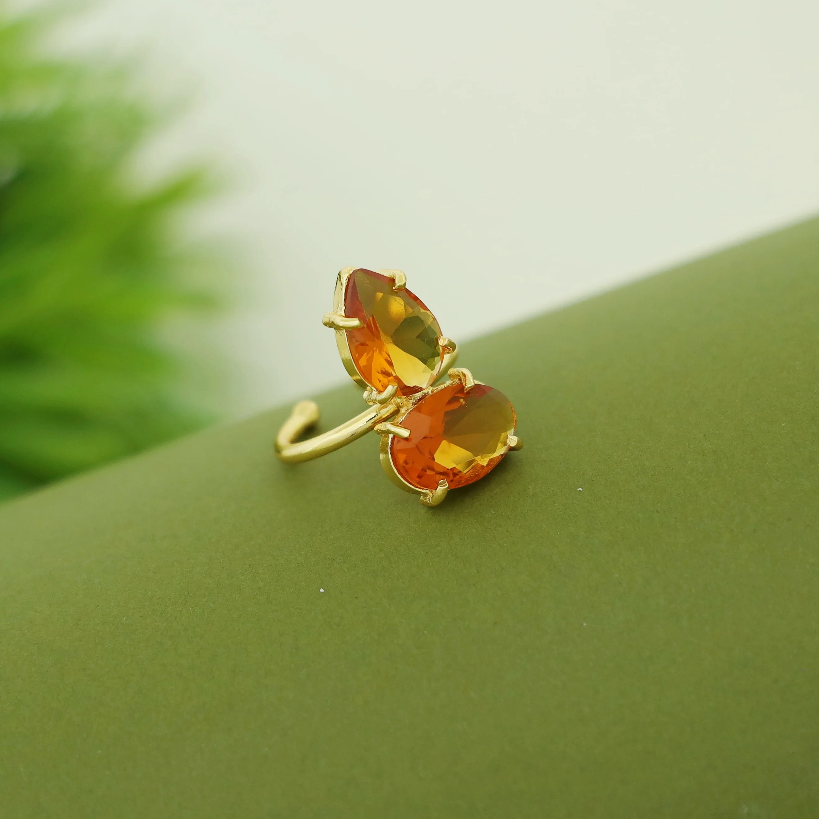 Rory Claw Oval Drop Glossy Stone Ring - Image 6