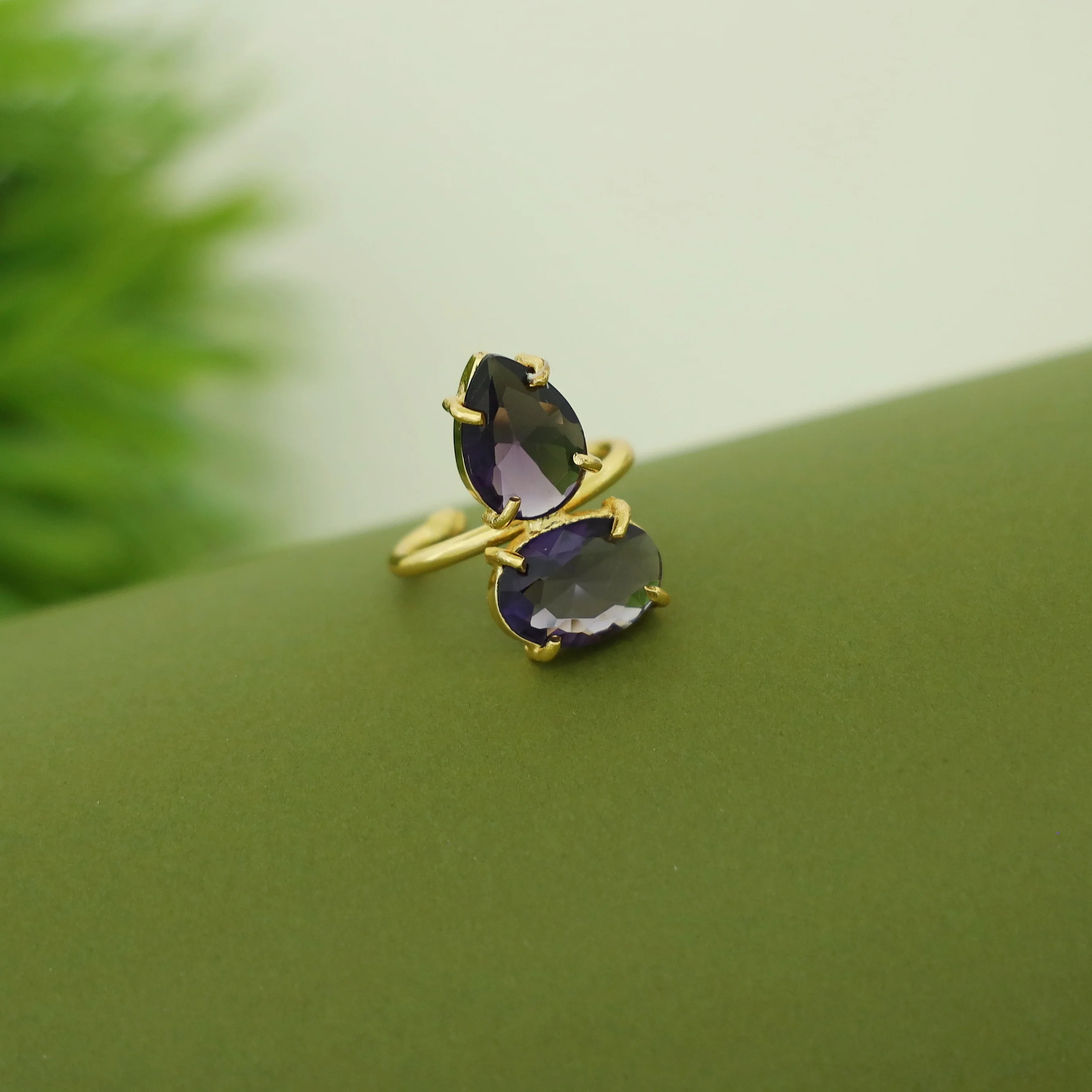 Rory Claw Oval Drop Glossy Stone Ring - Image 7