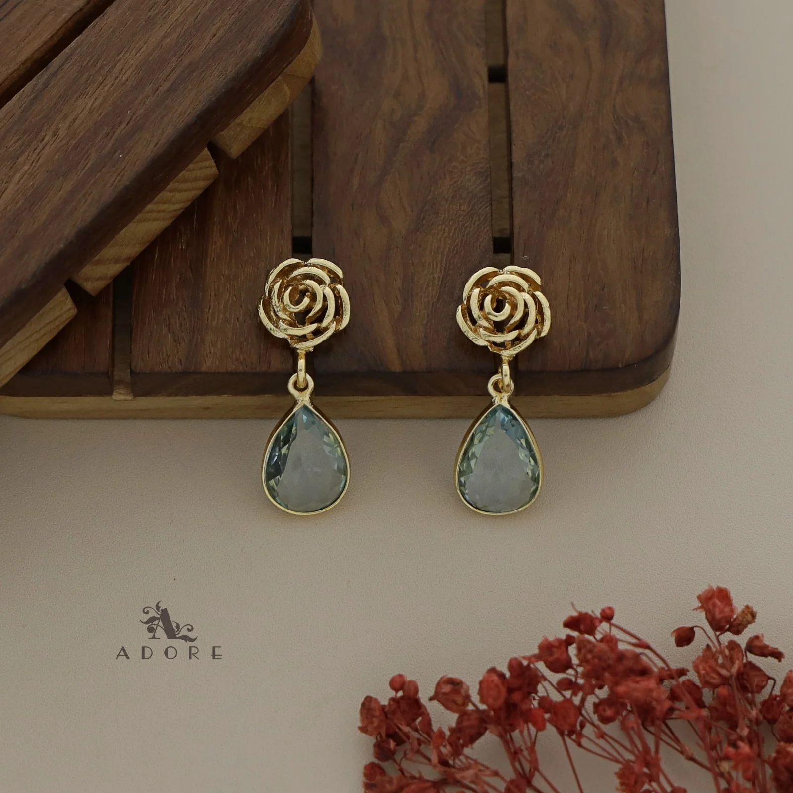 Rosette Drop Glossy Earring - Image 12