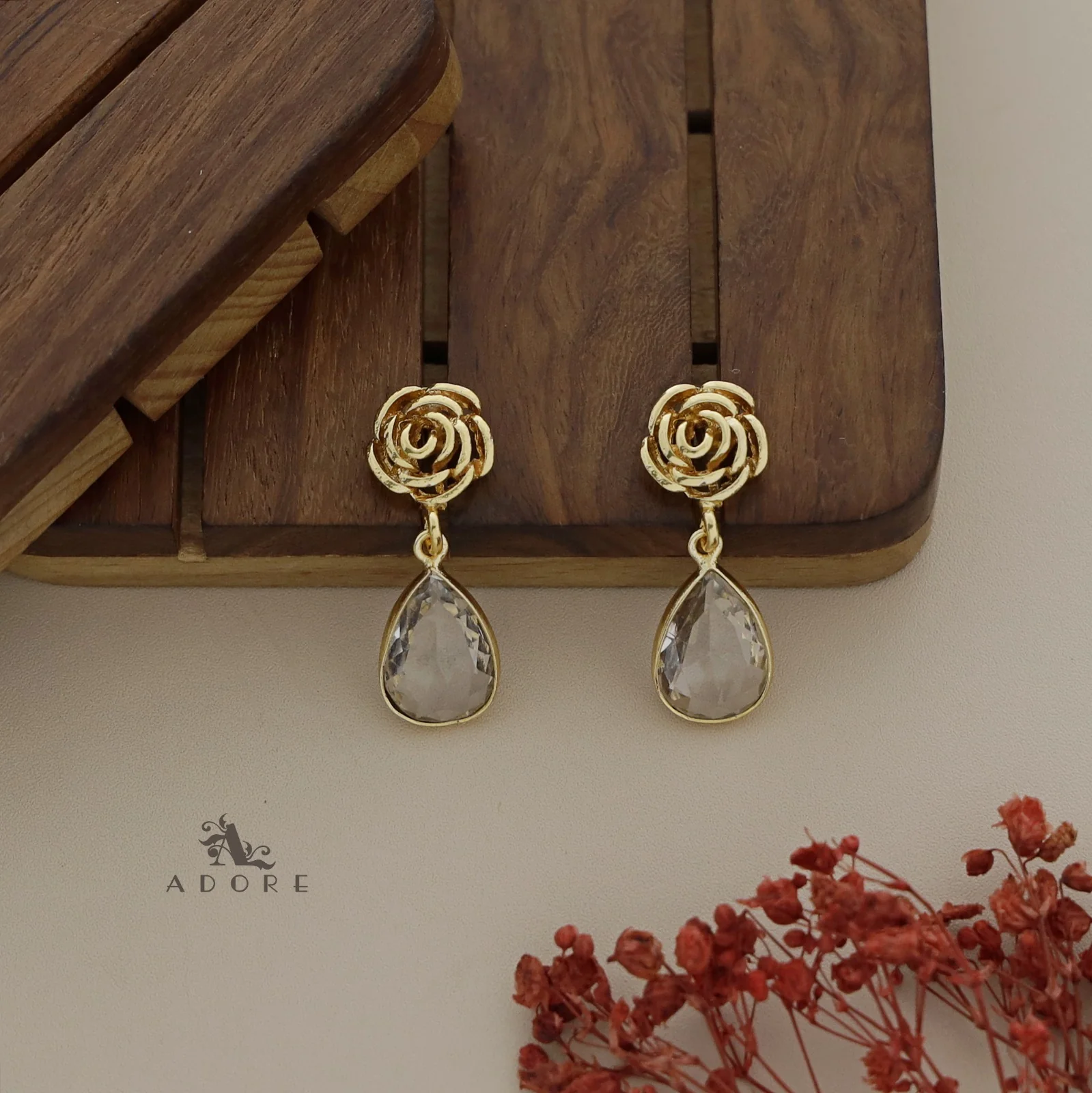 Rosette Drop Glossy Earring - Image 13