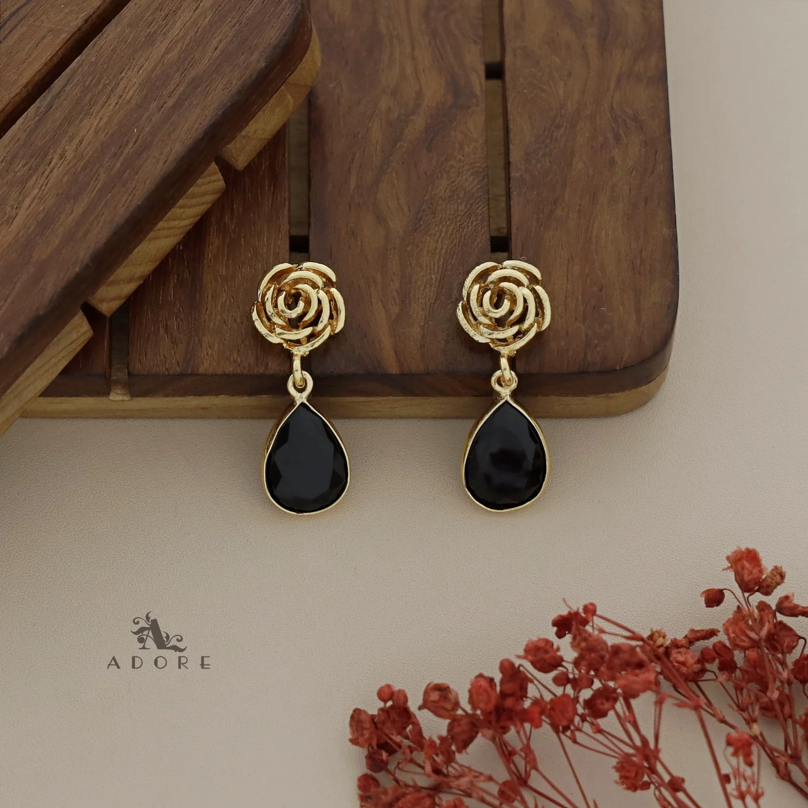 Rosette Drop Glossy Earring - Image 14