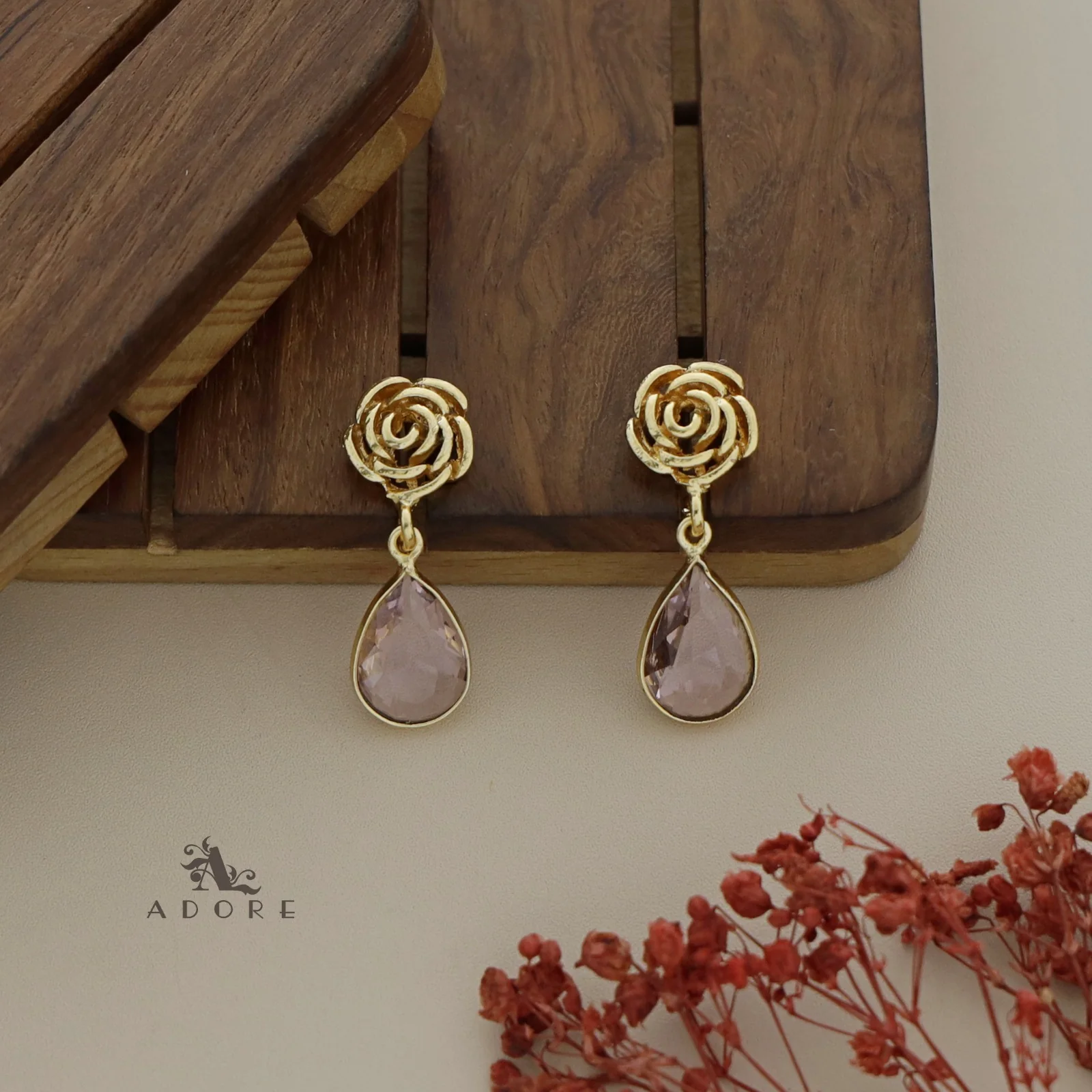 Rosette Drop Glossy Earring - Image 15