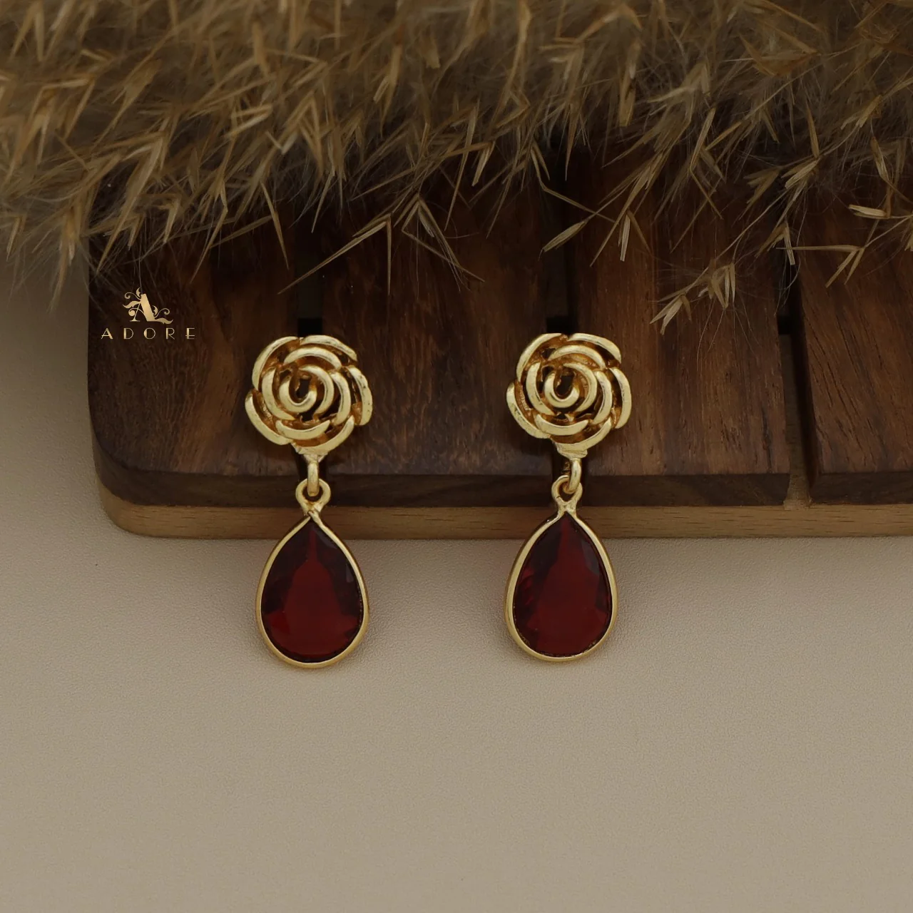 Rosette Drop Glossy Earring - Image 16