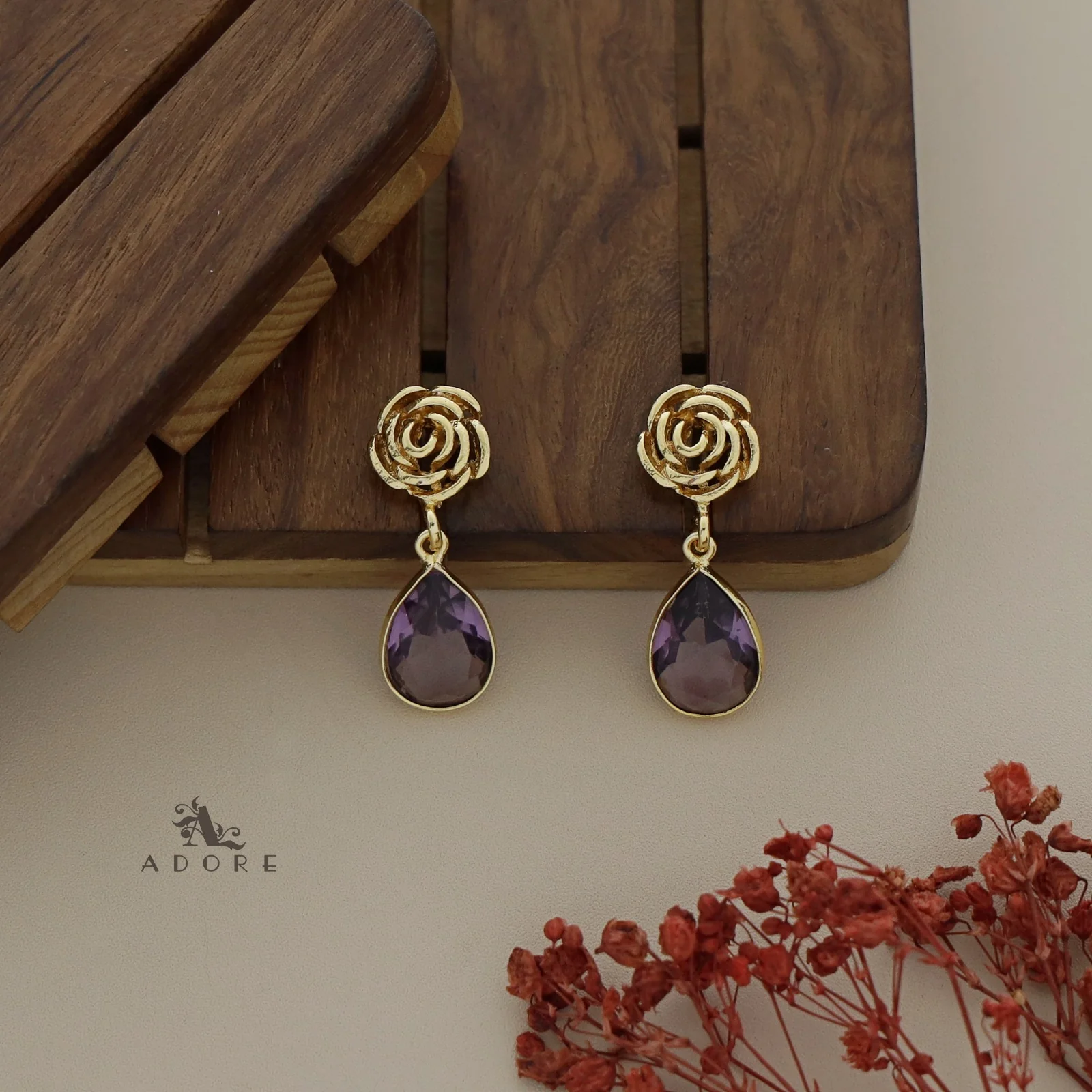 Rosette Drop Glossy Earring - Image 17
