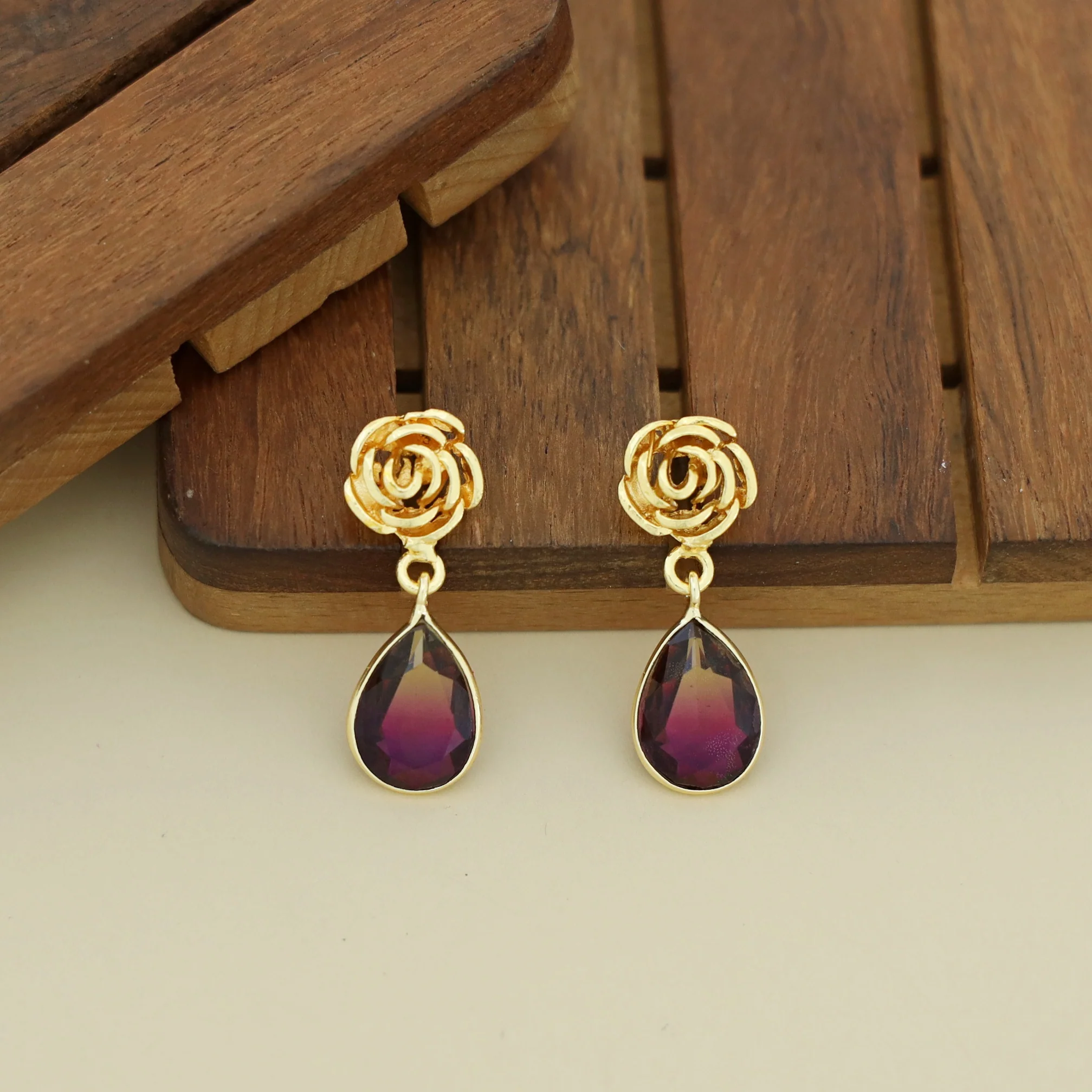 Rosette Drop Glossy Earring - Image 34