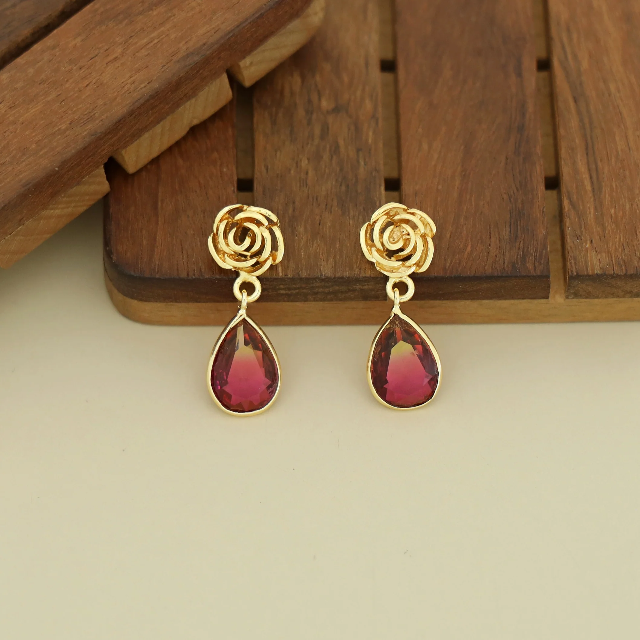 Rosette Drop Glossy Earring - Image 36