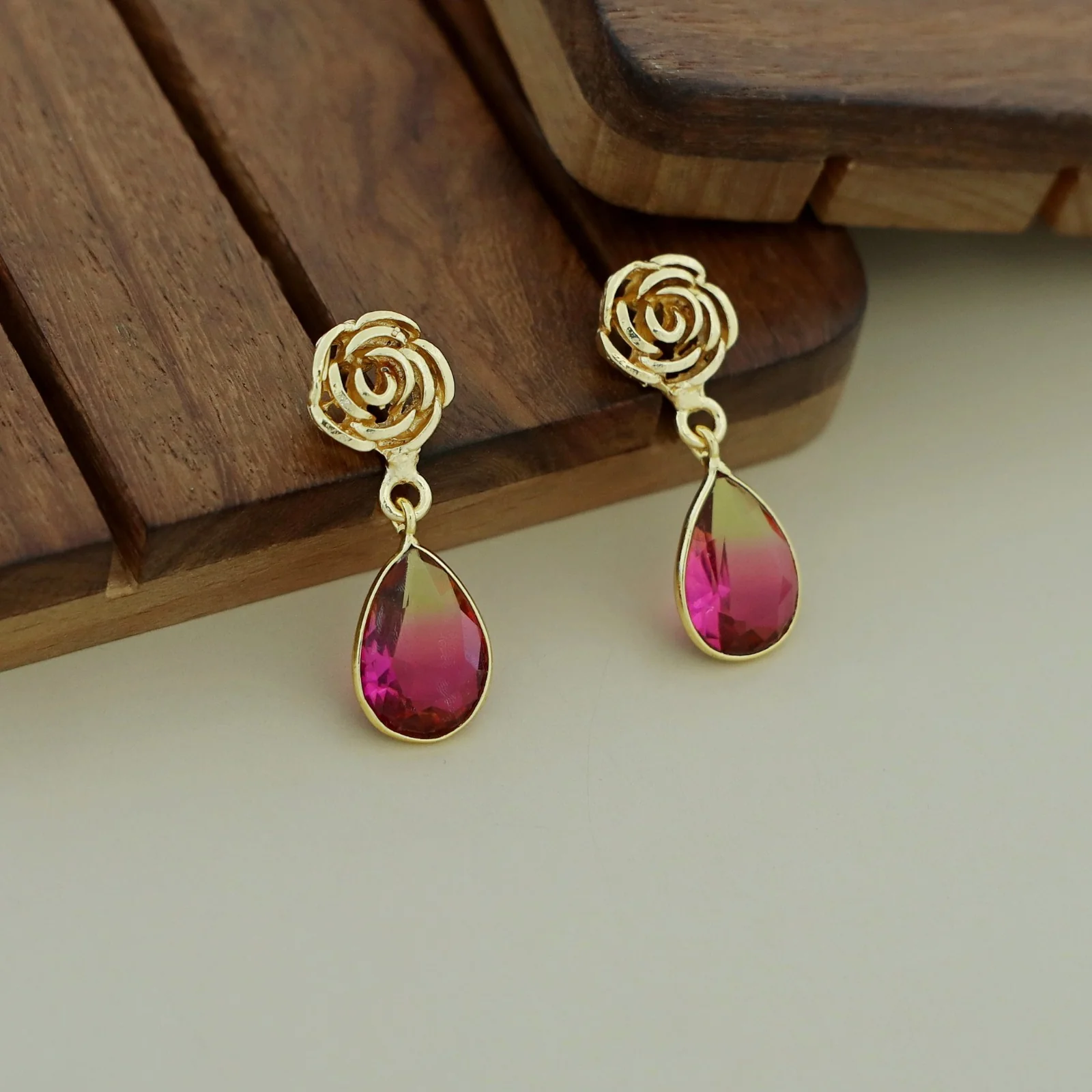 Rosette Drop Glossy Earring - Image 38