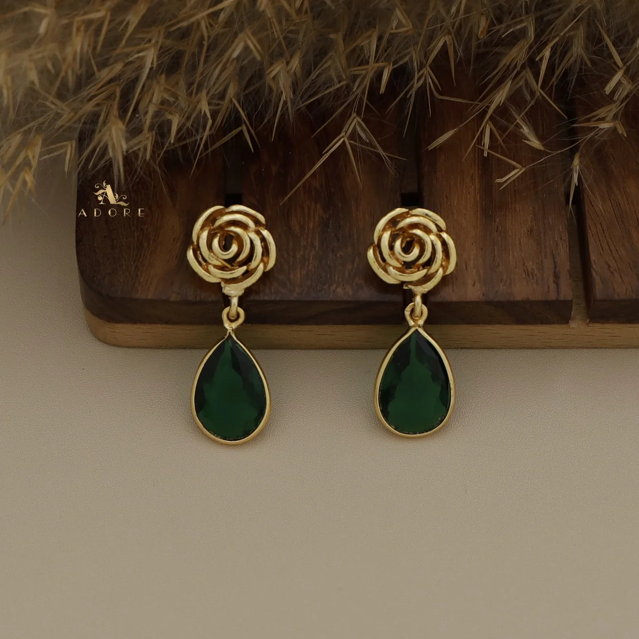 Rosette Drop Glossy Earring - Image 4