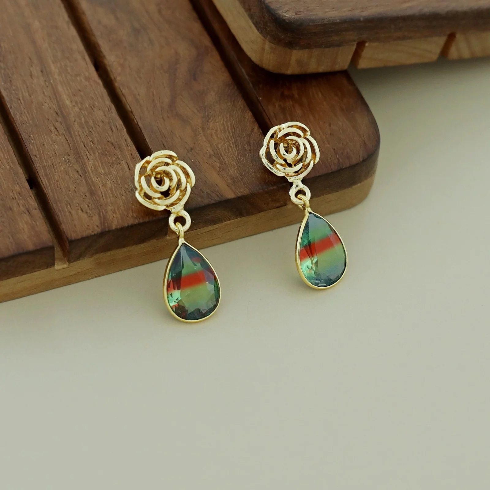 Rosette Drop Glossy Earring - Image 40