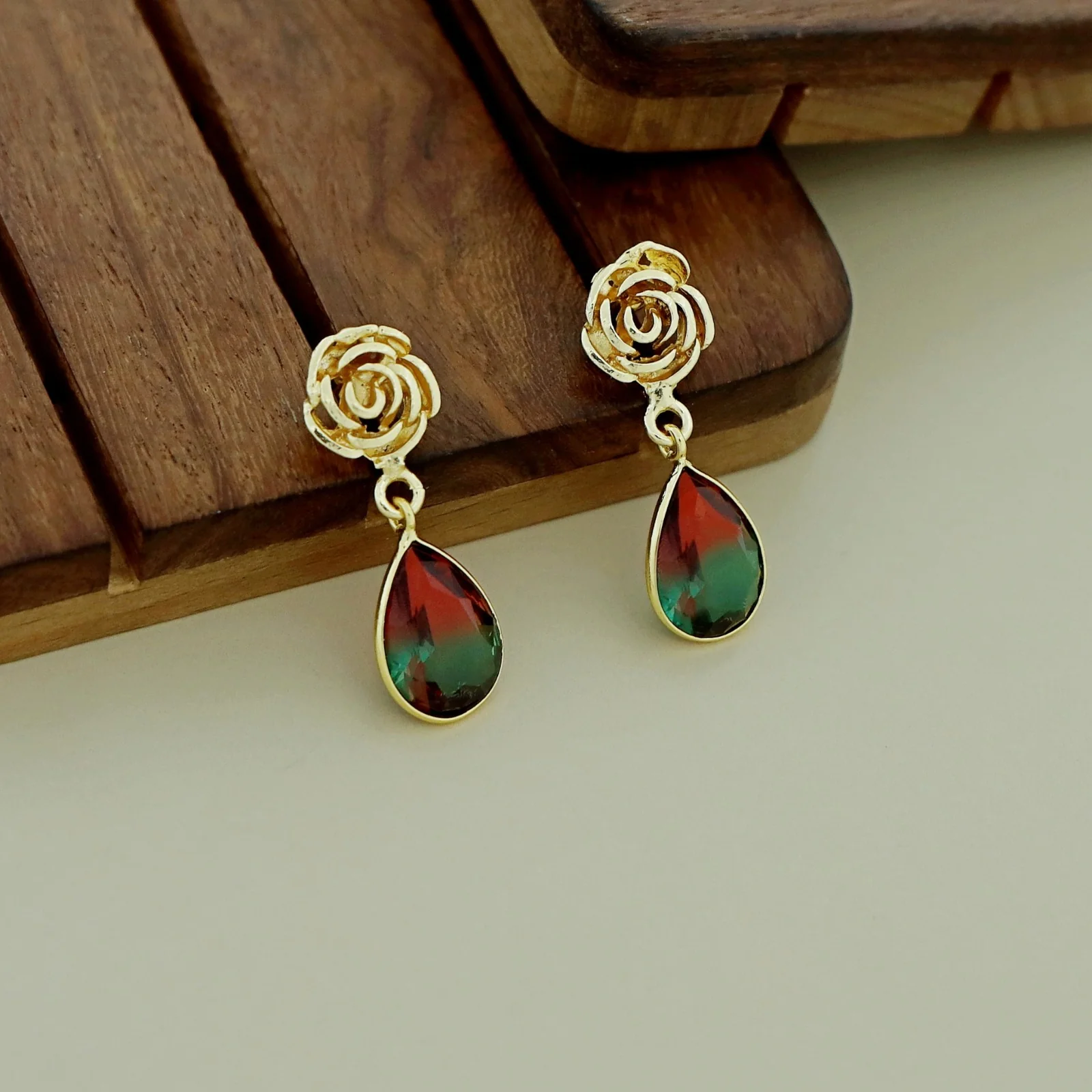 Rosette Drop Glossy Earring - Image 43