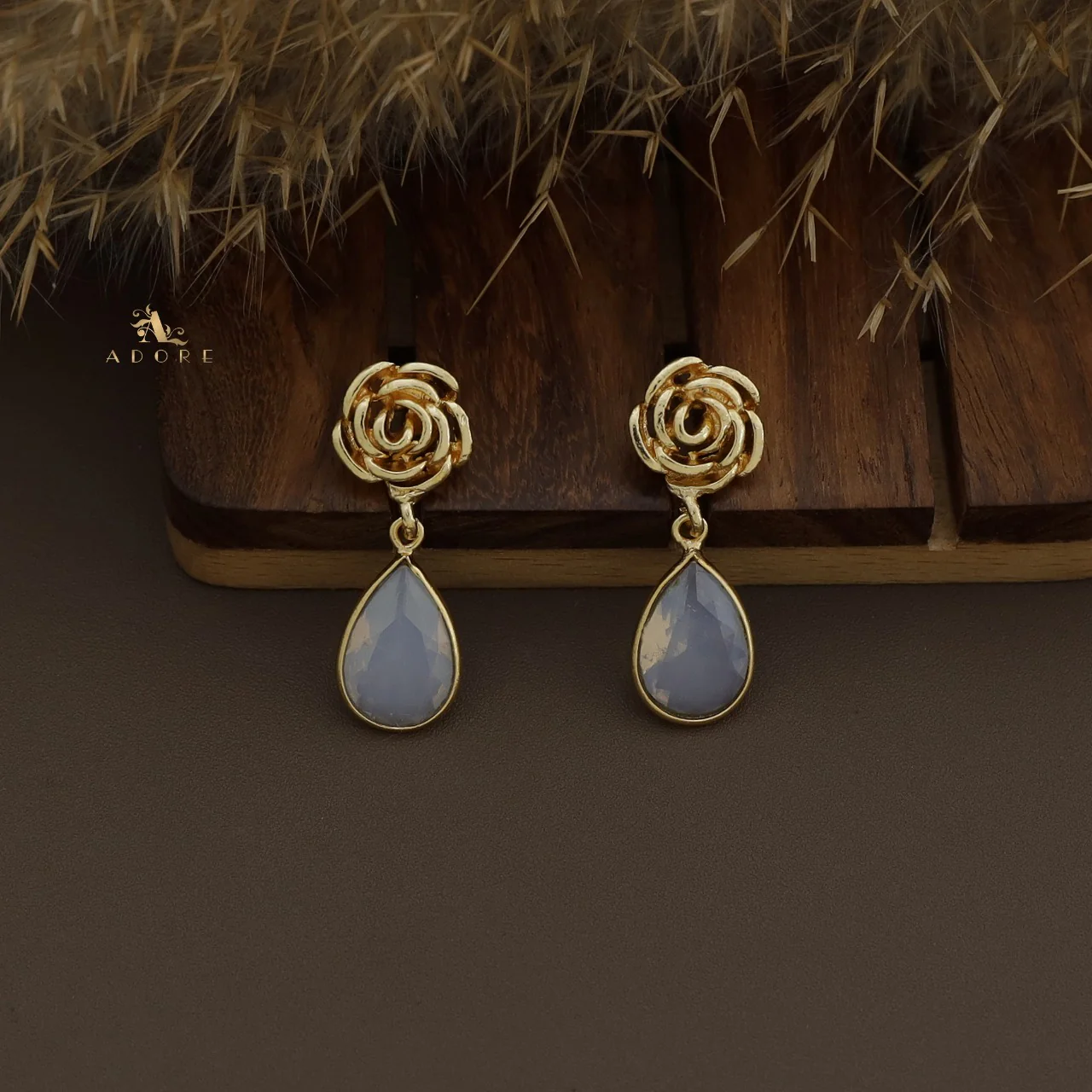 Rosette Drop Glossy Earring - Image 5