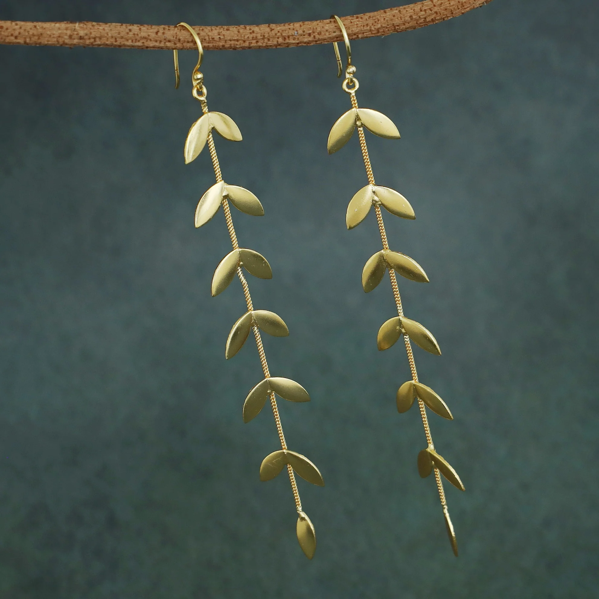 Roshini Golden Leafy Long Drop - Image 2