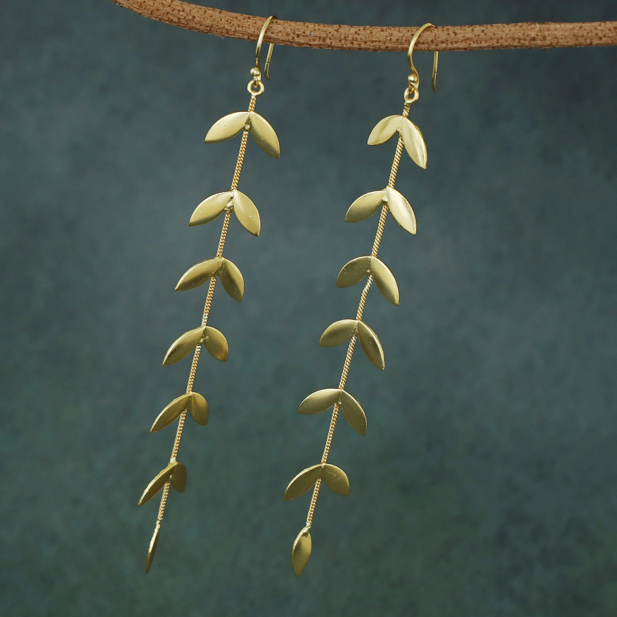 Roshini Golden Leafy Long Drop - Image 3