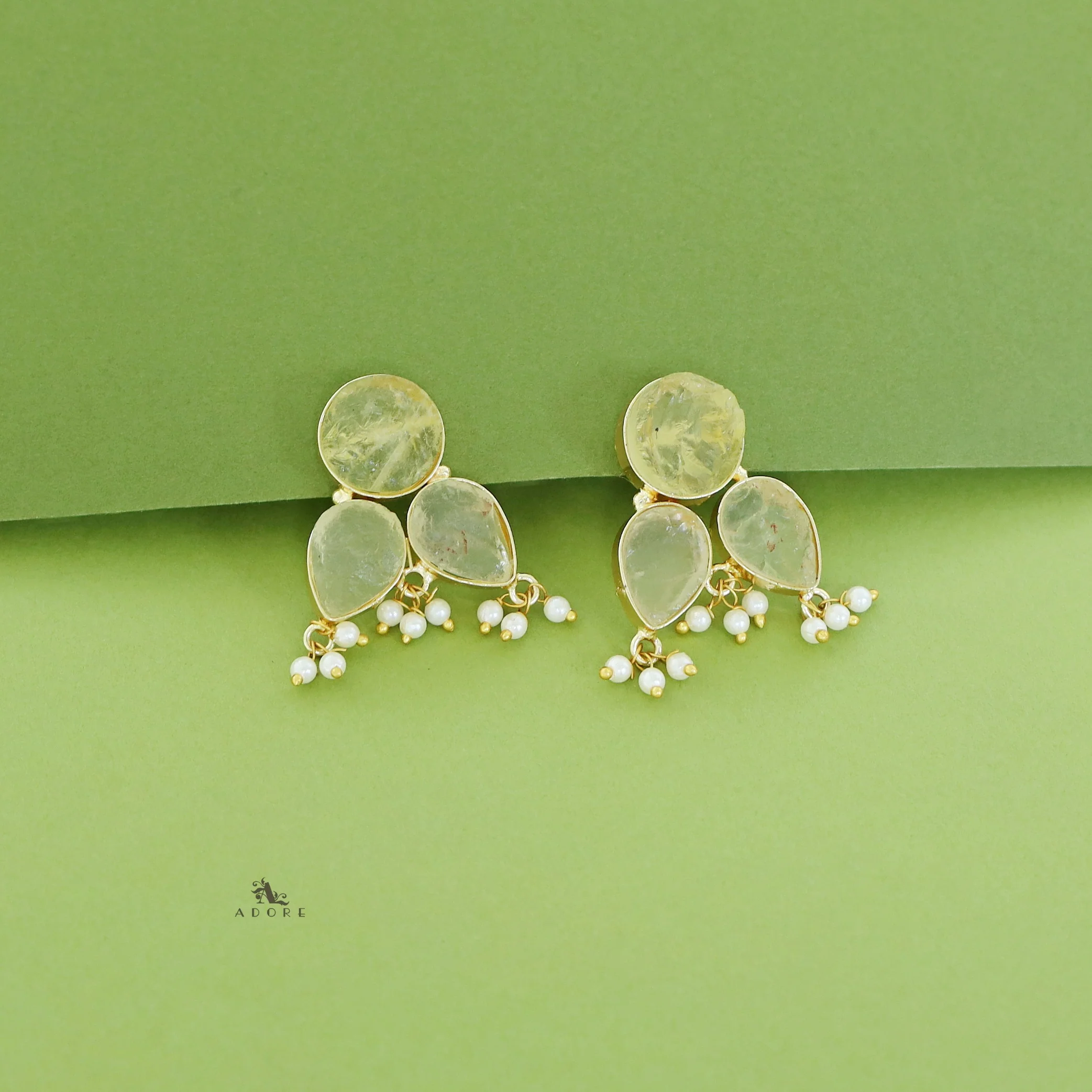 Ruby Tri Raw Stone Pearl Earring - Image 13