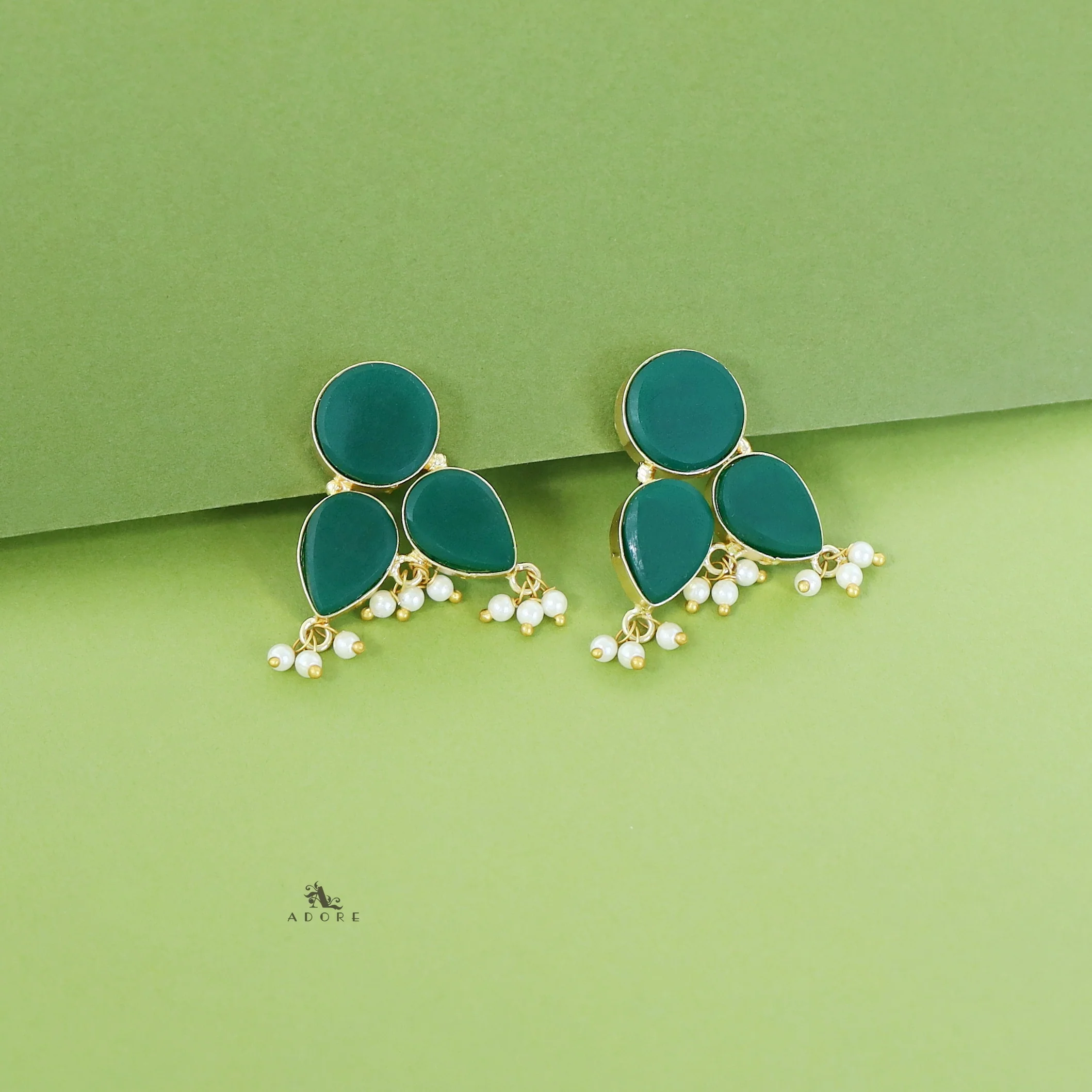 Ruby Tri Raw Stone Pearl Earring - Image 9