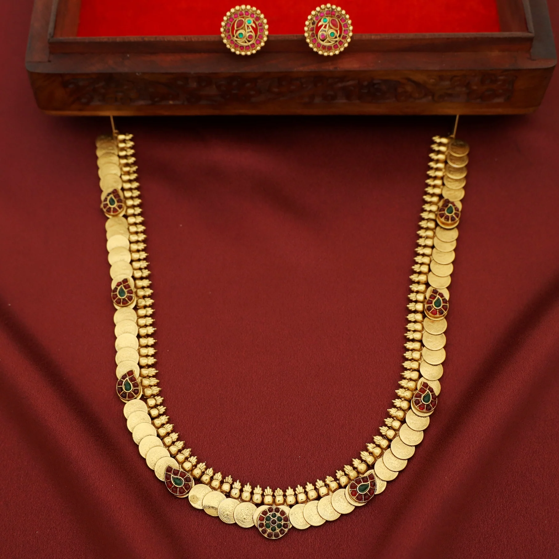 Rudrika Mango Kashi Long Neckpiece With Earring - Image 2