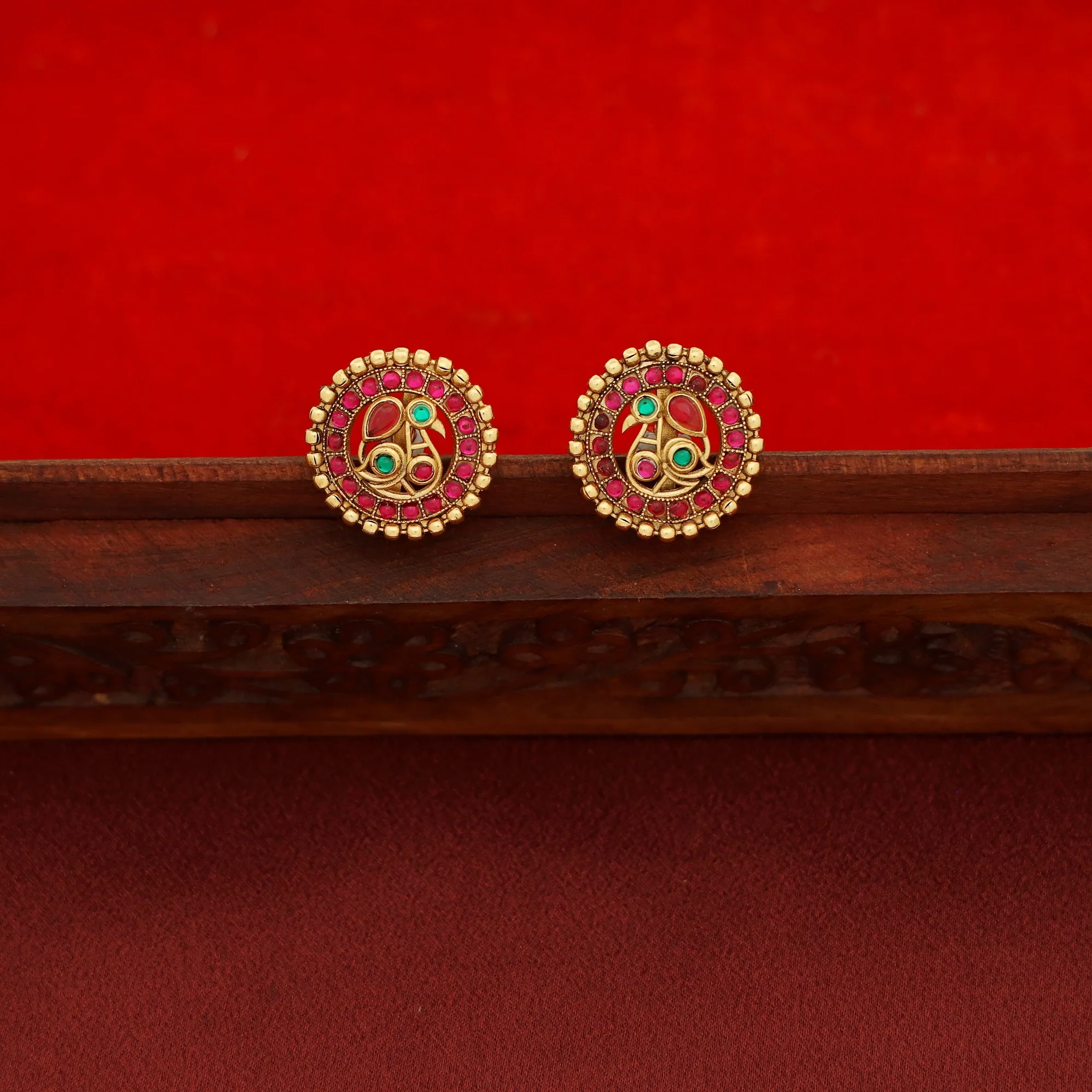 Rudrika Mango Kashi Long Neckpiece With Earring - Image 5