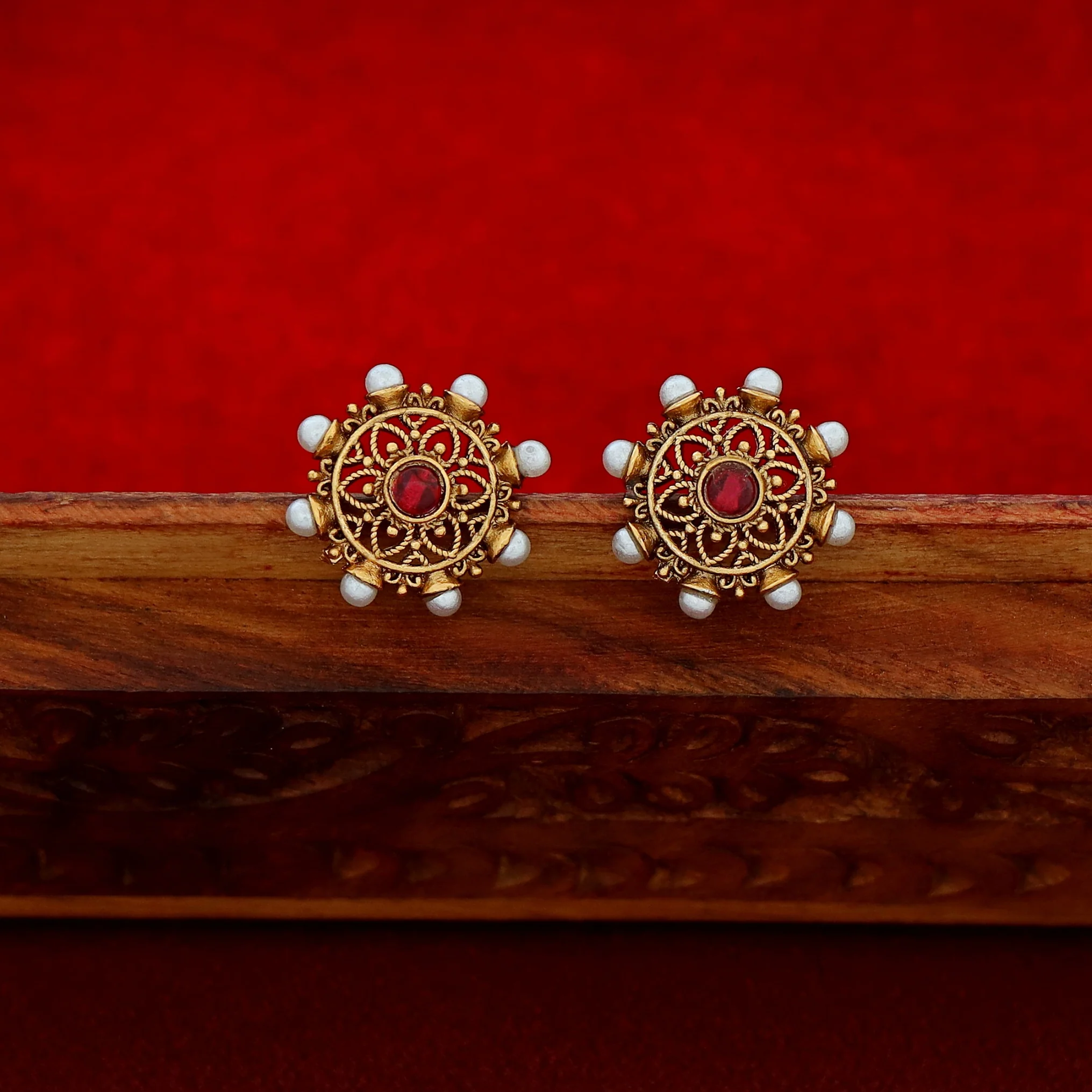 Rudvika Pearl Floral Maheera Choker with Stud - Image 7