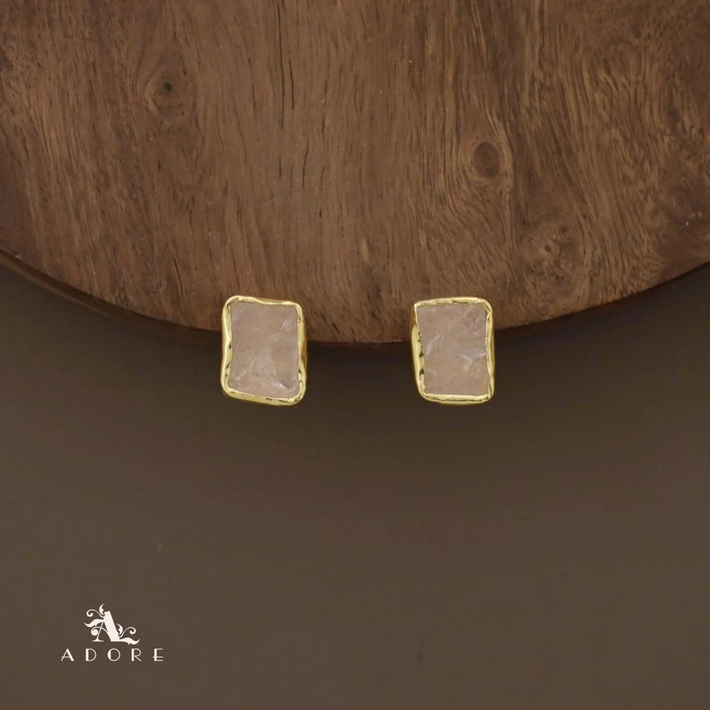 Rushika Rectangle Raw Stone Short Neckpiece With Stud - Image 20