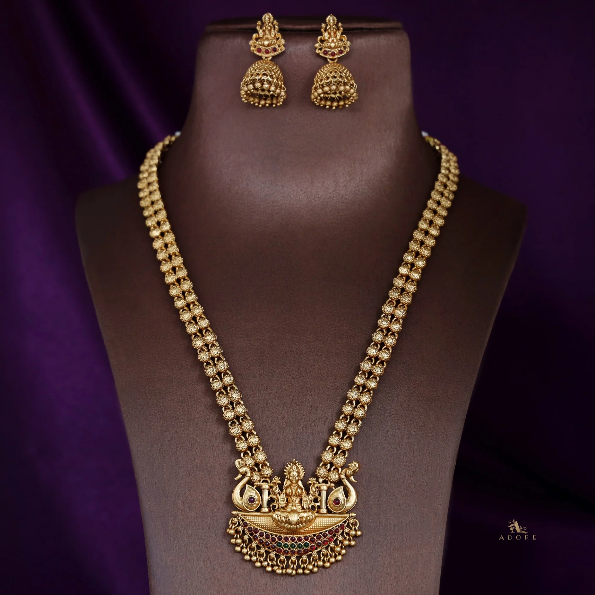 Rutvi Mayur Lakshmi Long Haram With Earring - Image 4