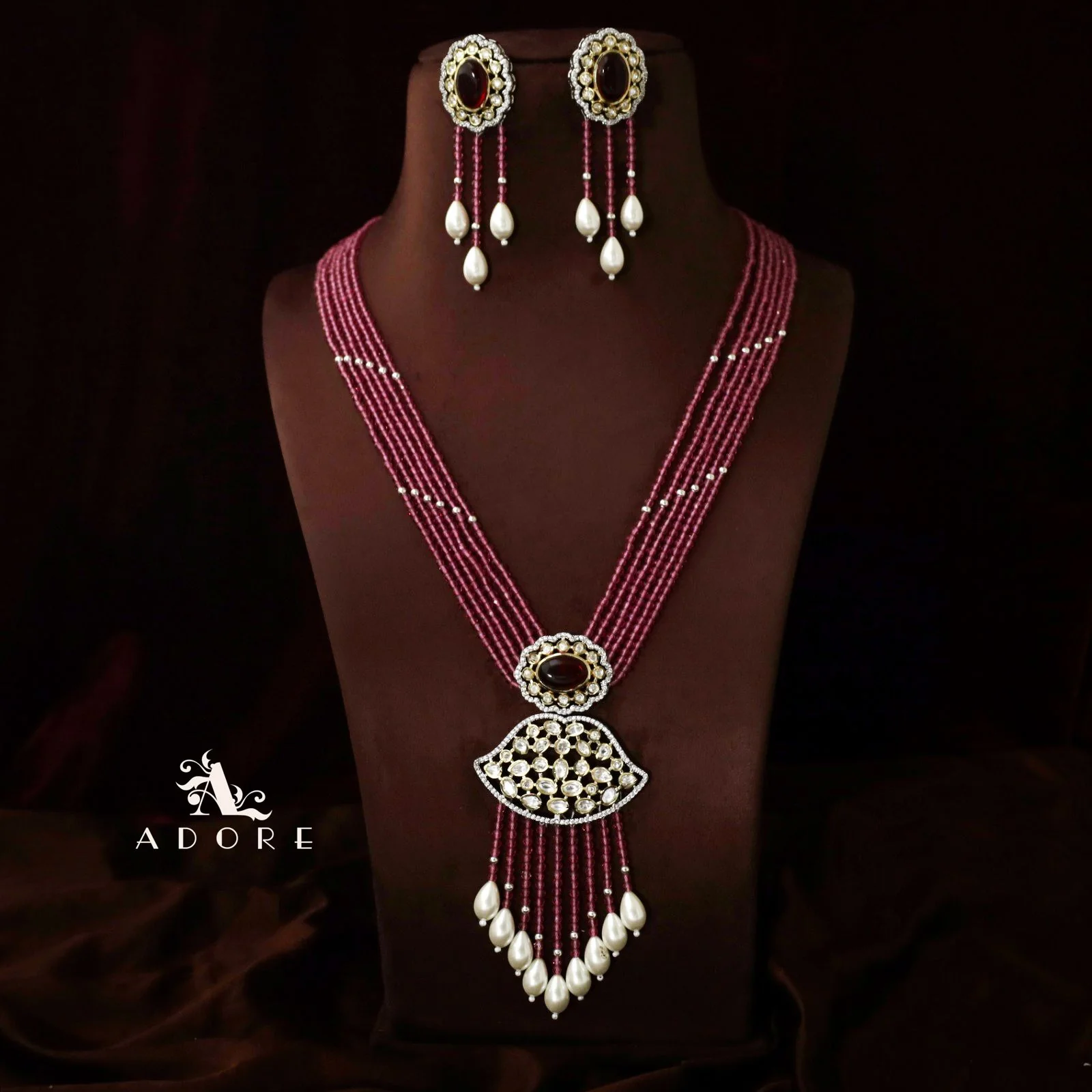 Saahana Long Neckpiece With Earring - Image 4