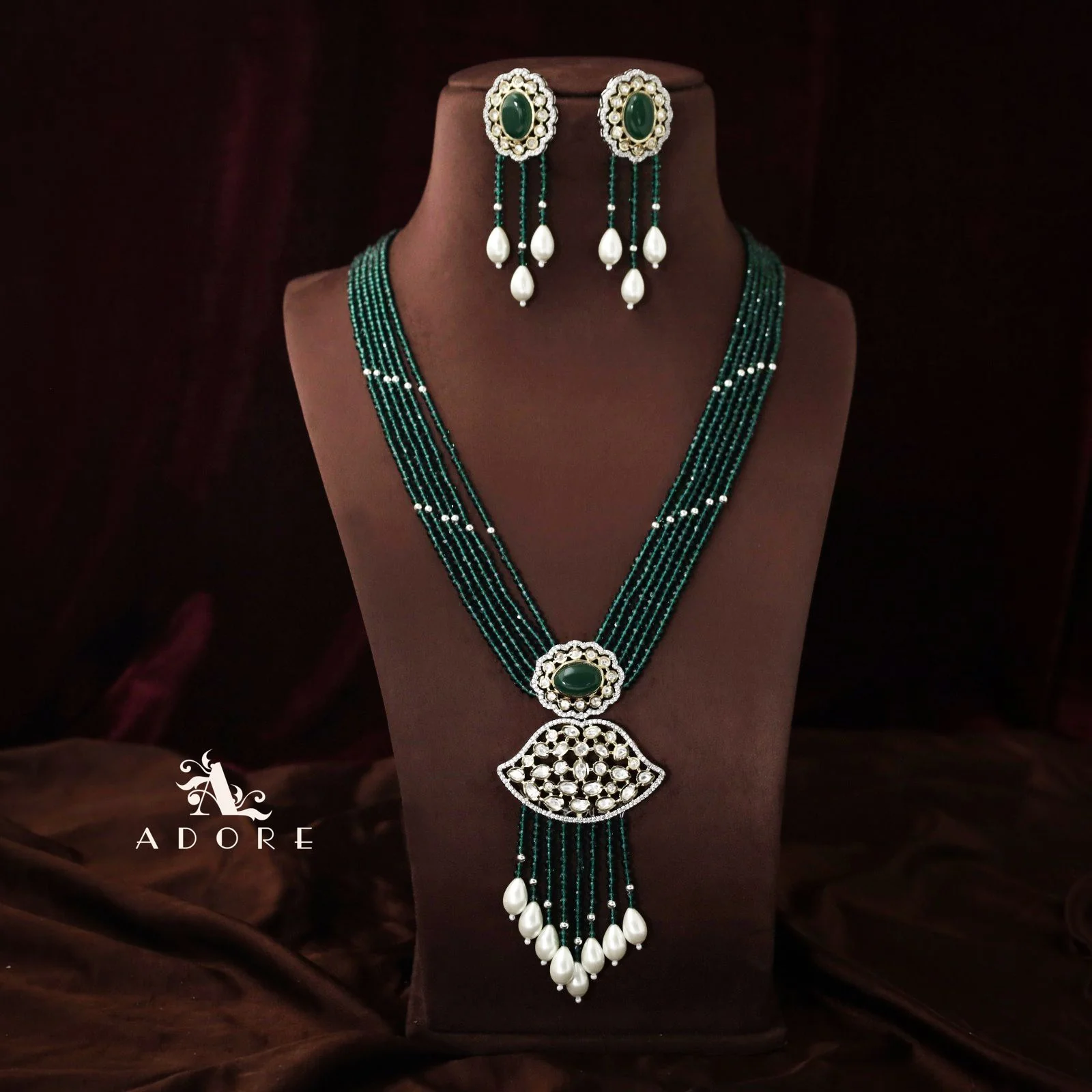 Saahana Long Neckpiece With Earring - Image 9