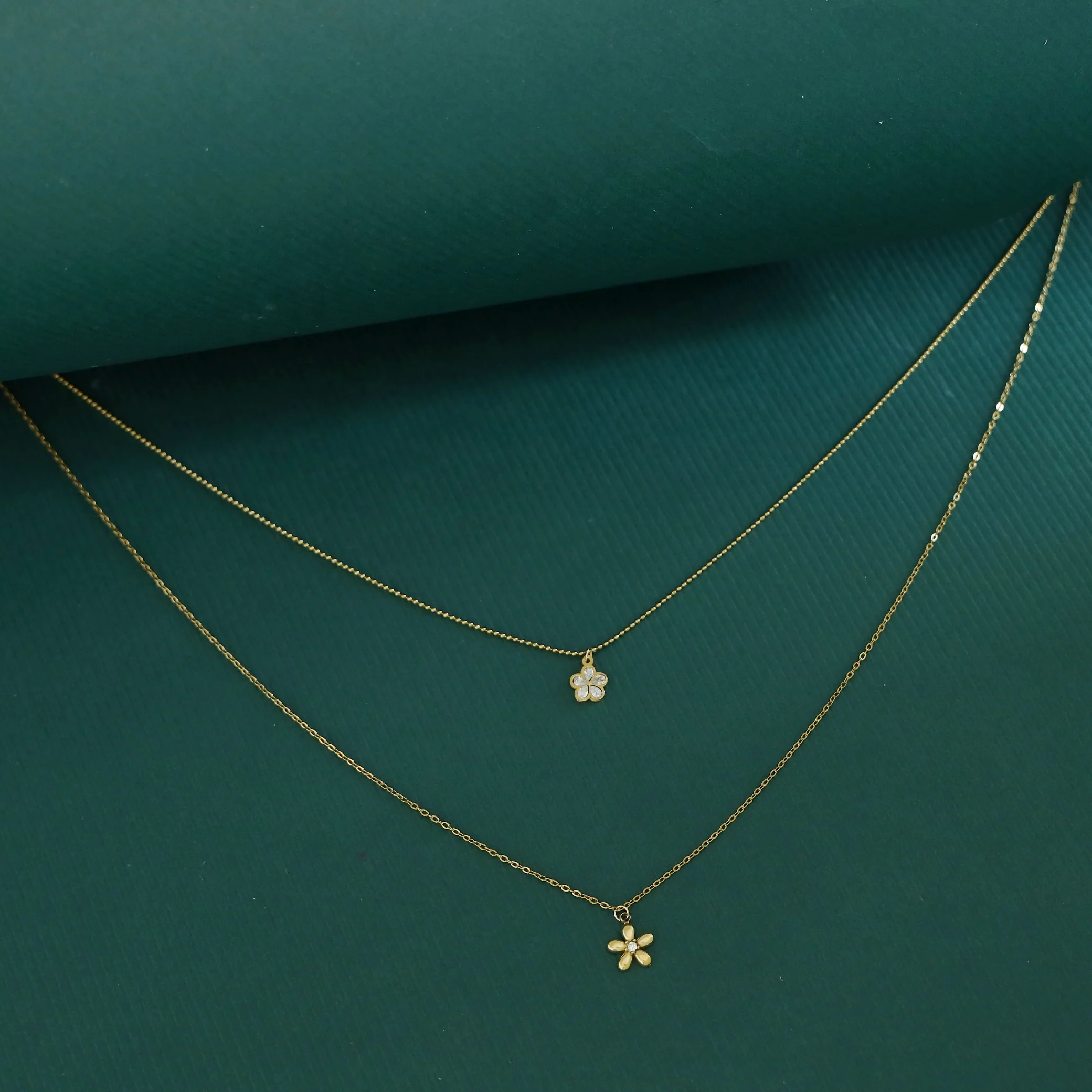 Saani 2 Layer Dual Flower Neckpiece - Image 2