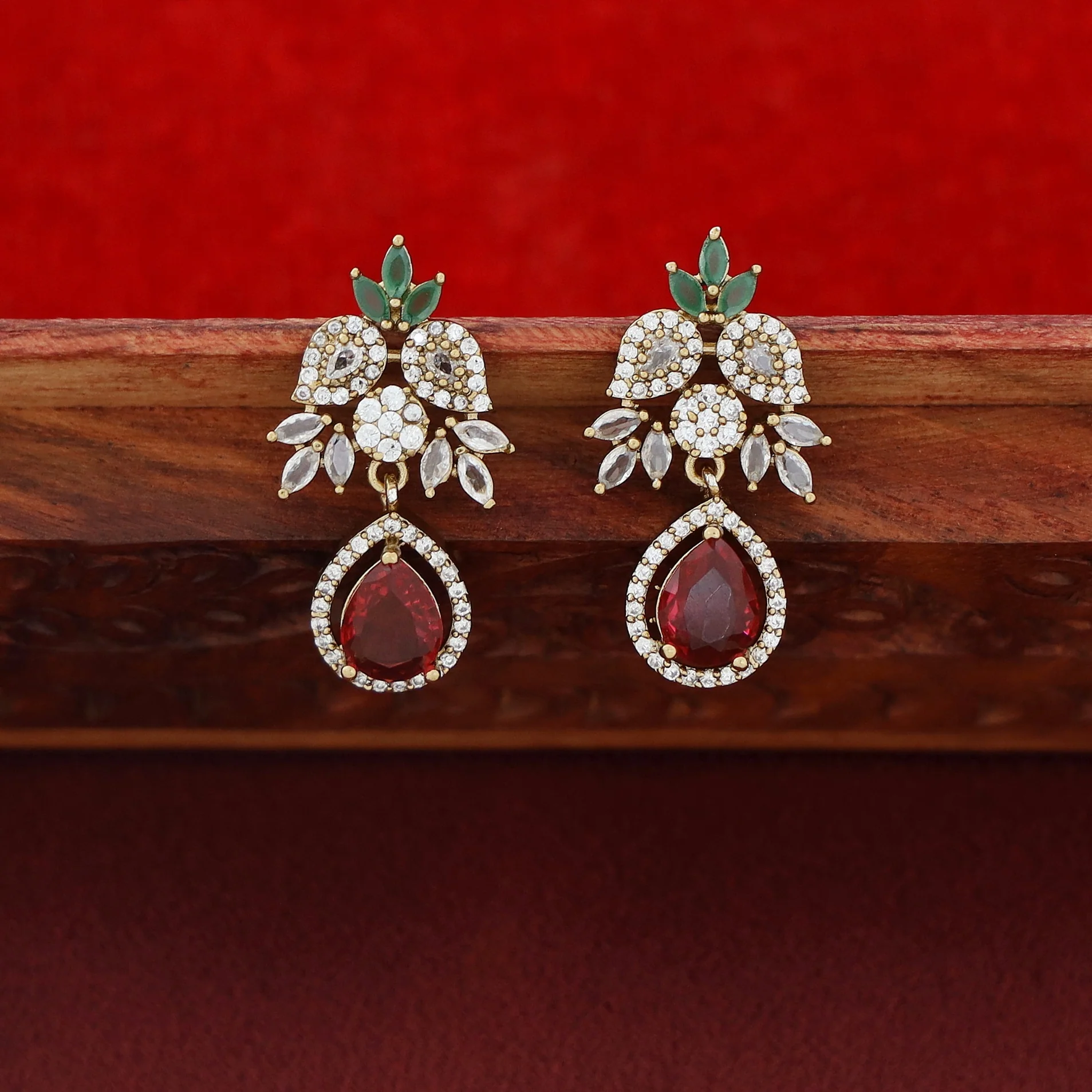Premium Saanvika AD Stone Stiff Neckpiece With Earring - Image 5