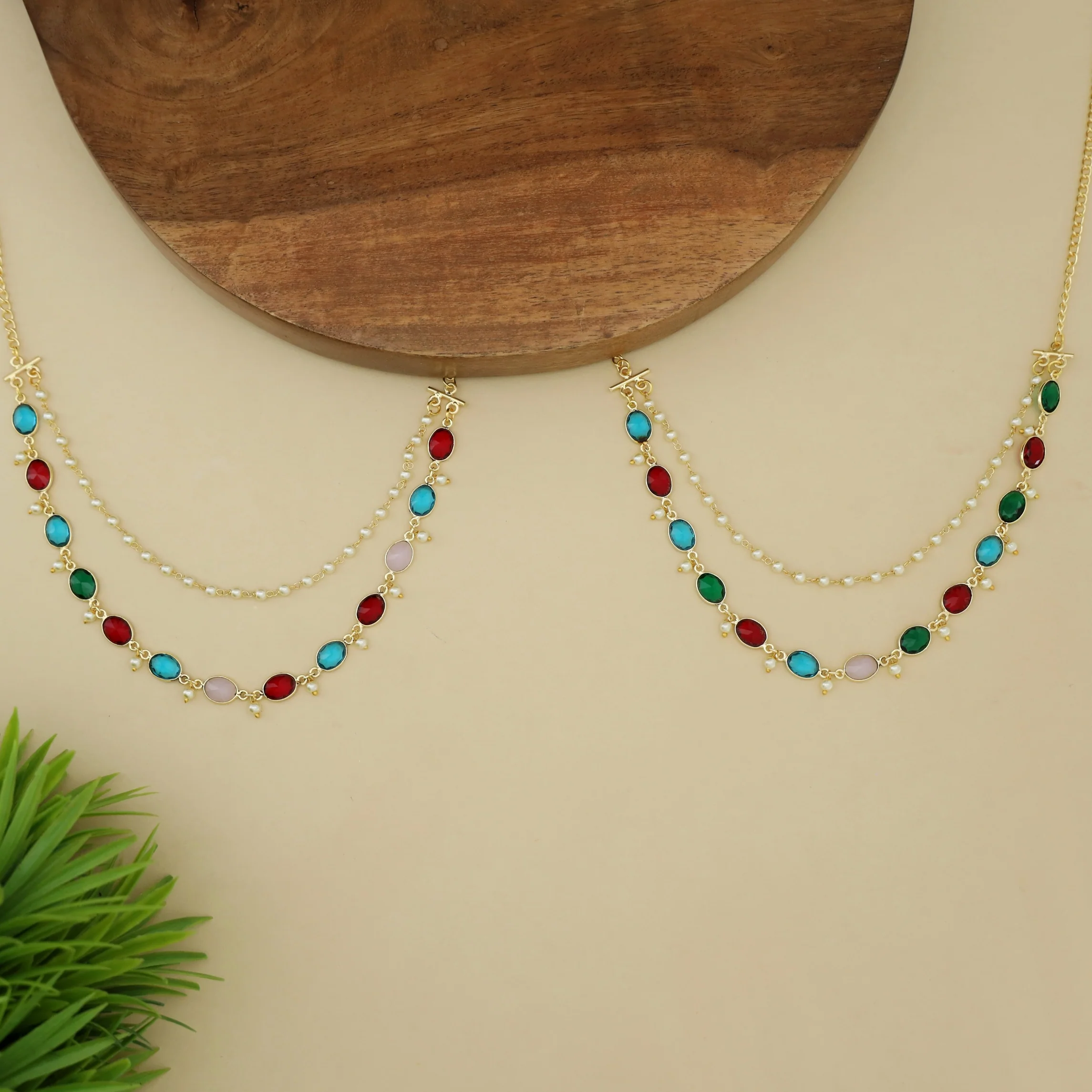 Carly Pearl 2 Layer Oval Glossy Stone Neckpiece - Image 15