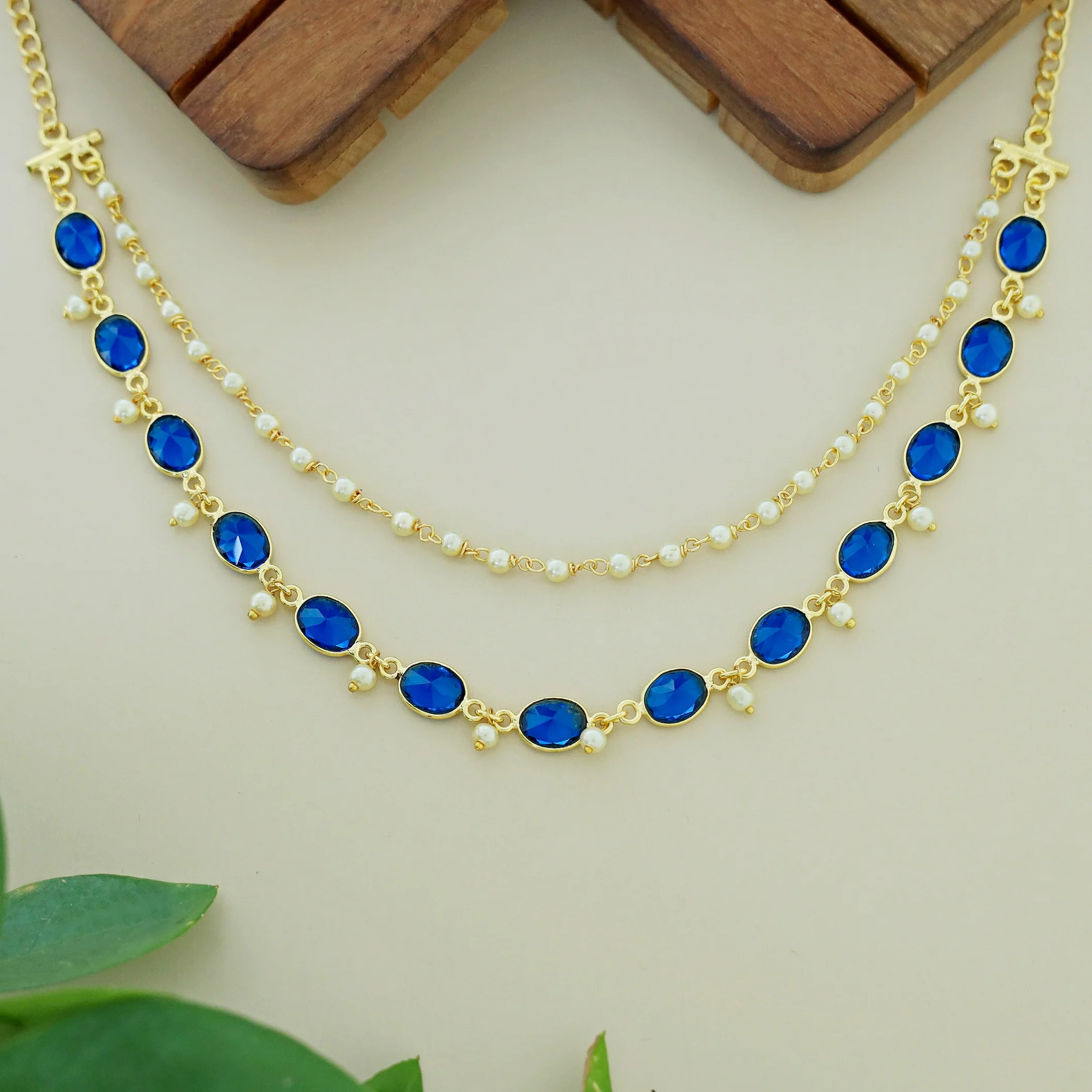 Carly Pearl 2 Layer Oval Glossy Stone Neckpiece - Image 16