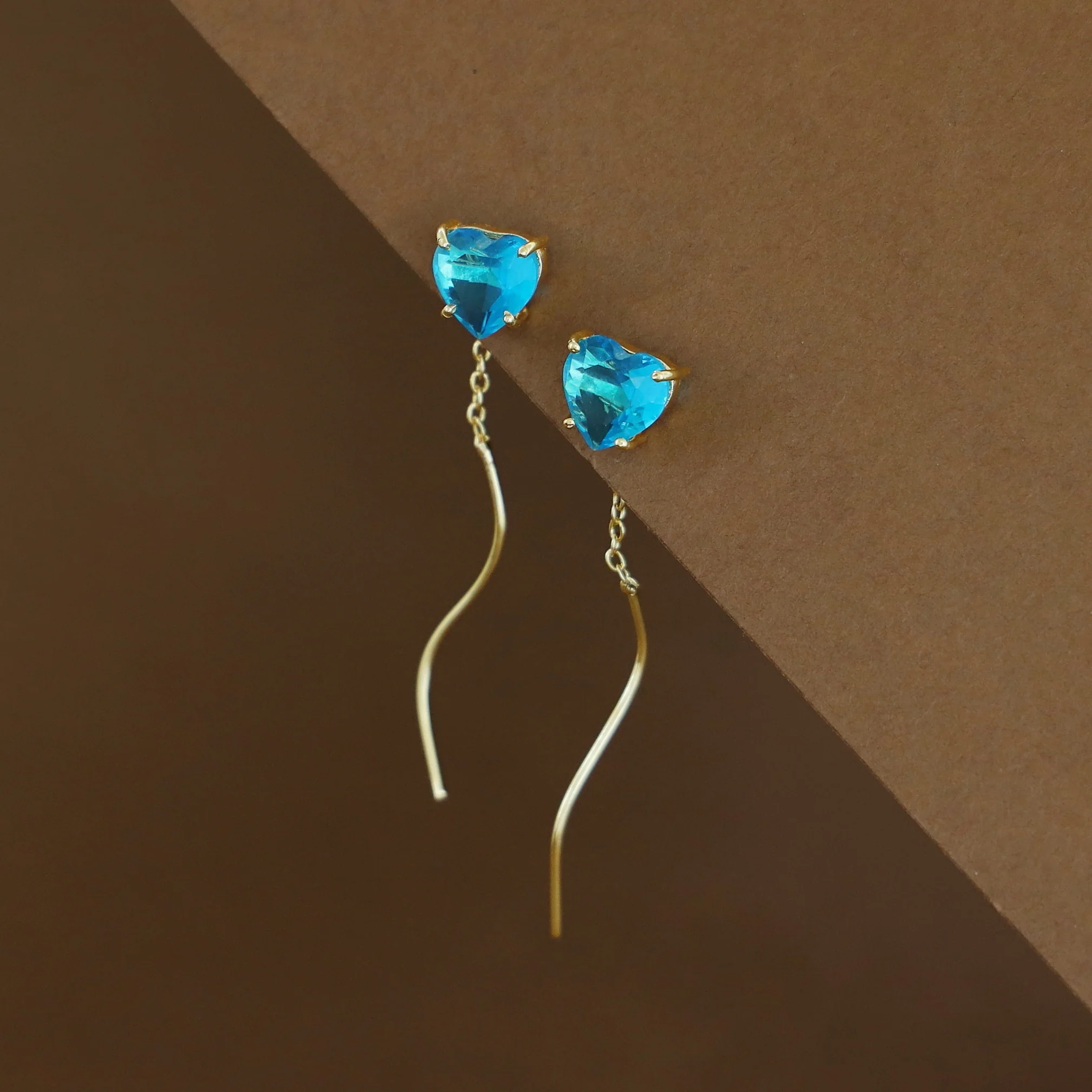 Sahana Golden Claw Heart Glossy Needle And Thread Earring - Image 11