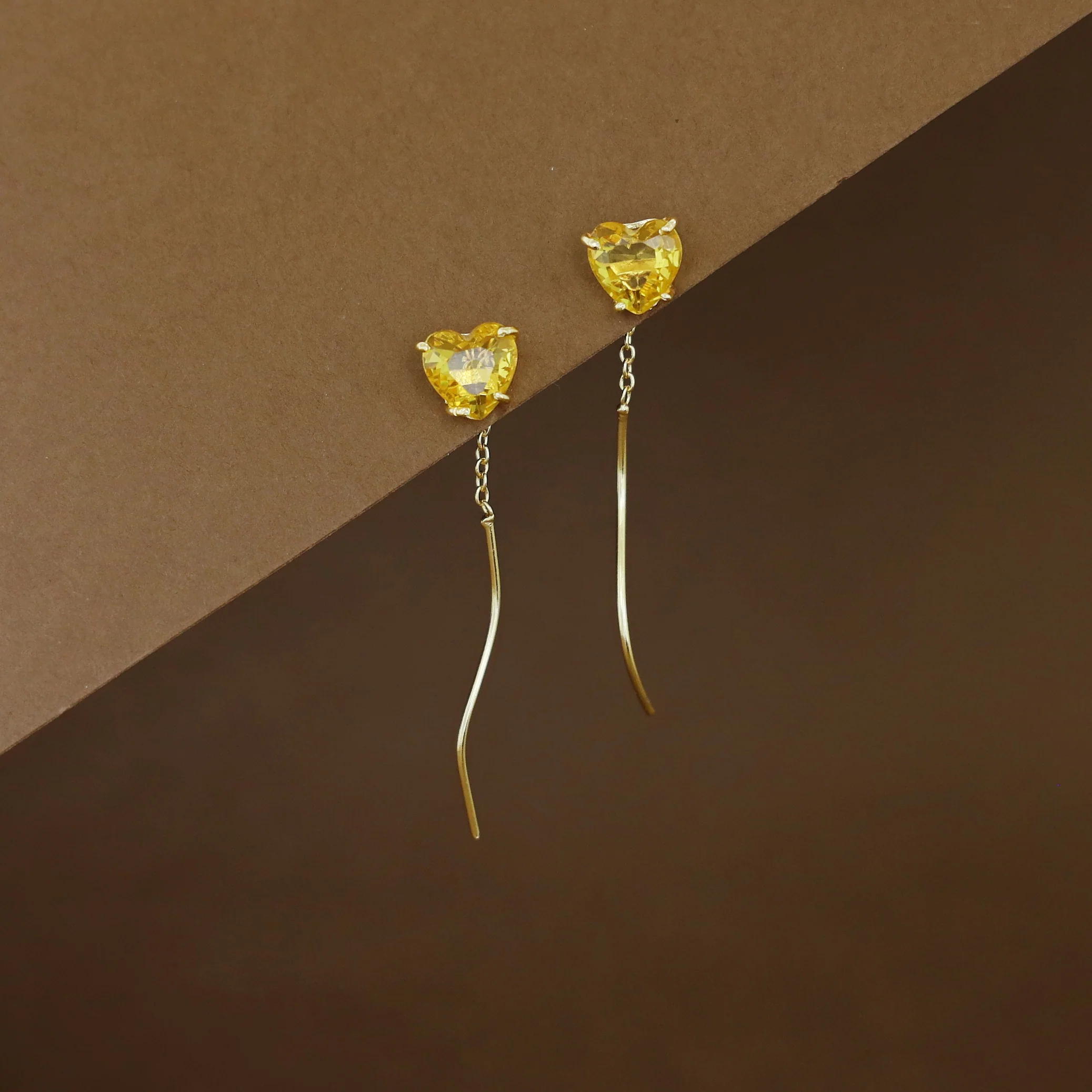 Sahana Golden Claw Heart Glossy Needle And Thread Earring - Image 2