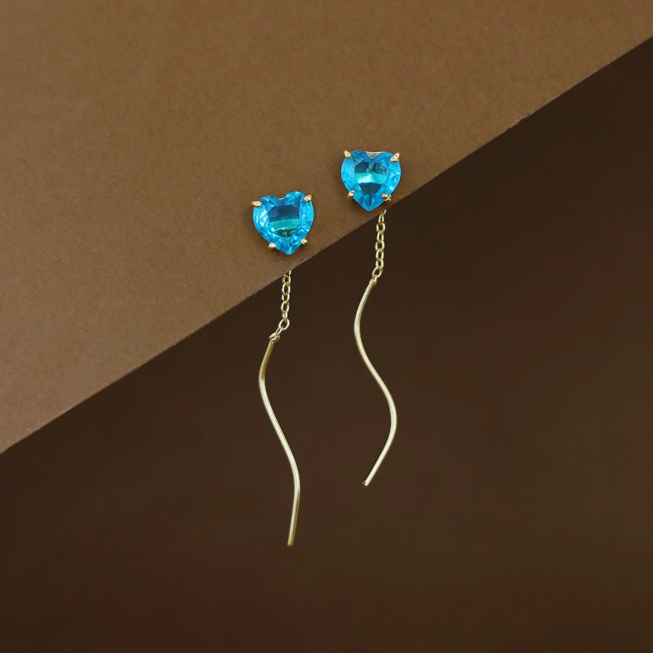 Sahana Golden Claw Heart Glossy Needle And Thread Earring - Image 4