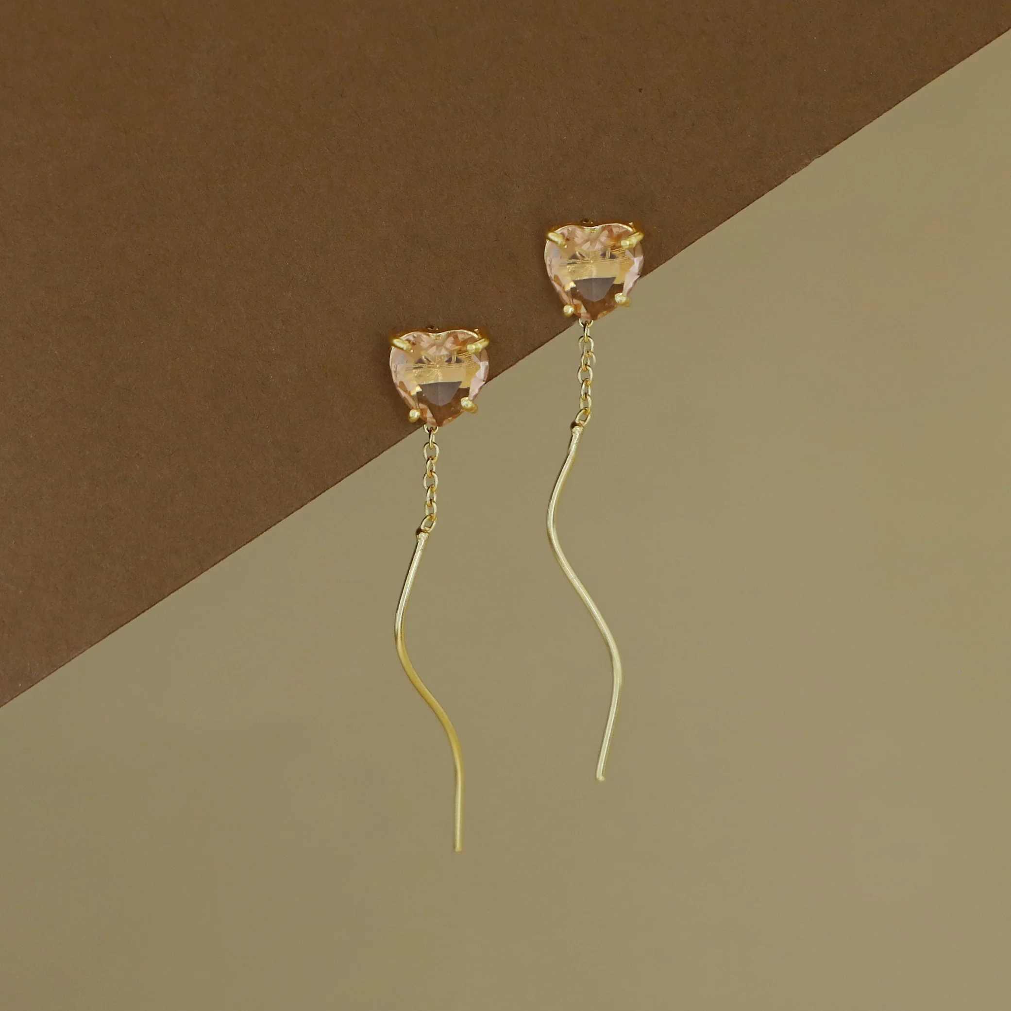 Sahana Golden Claw Heart Glossy Needle And Thread Earring - Image 6