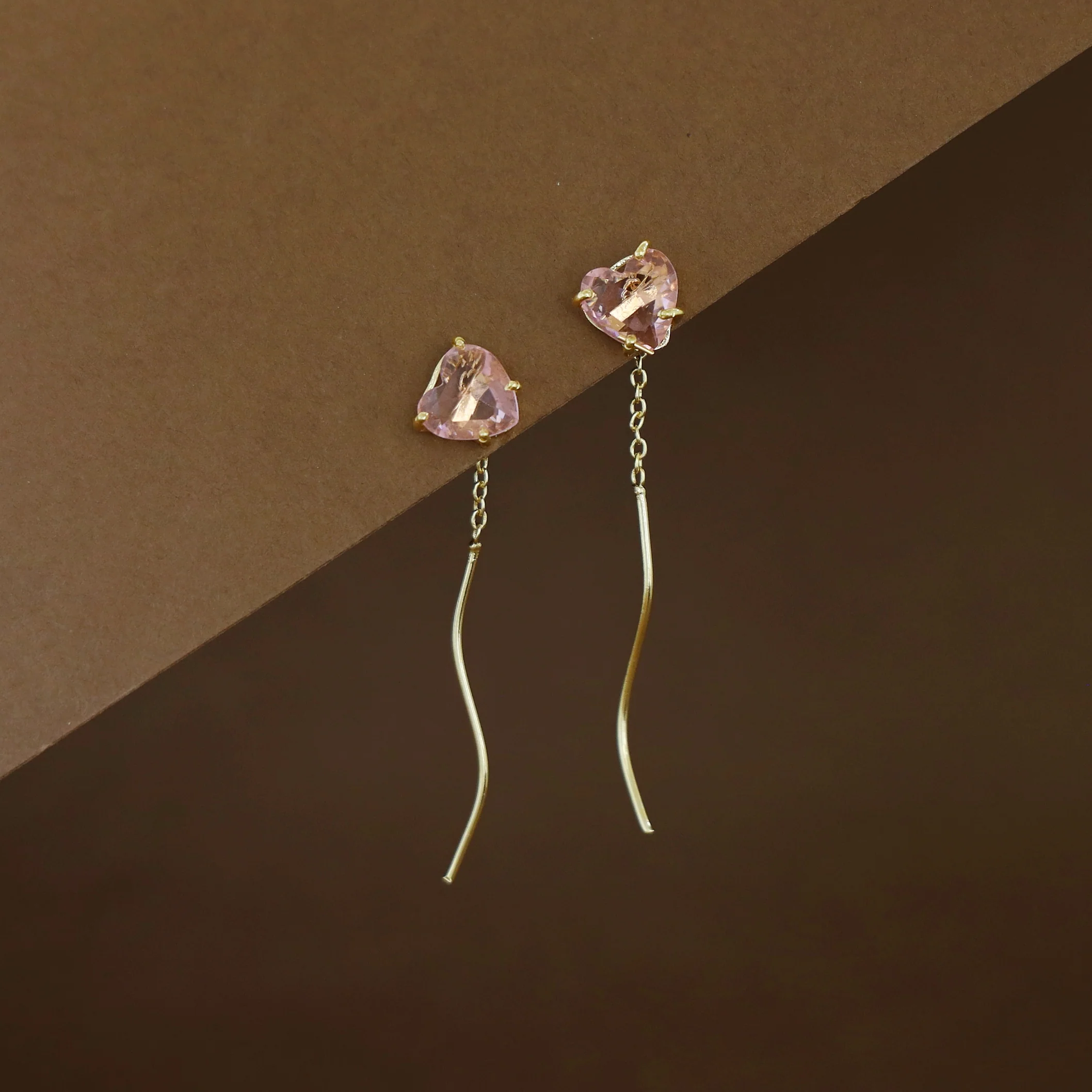 Sahana Golden Claw Heart Glossy Needle And Thread Earring - Image 7