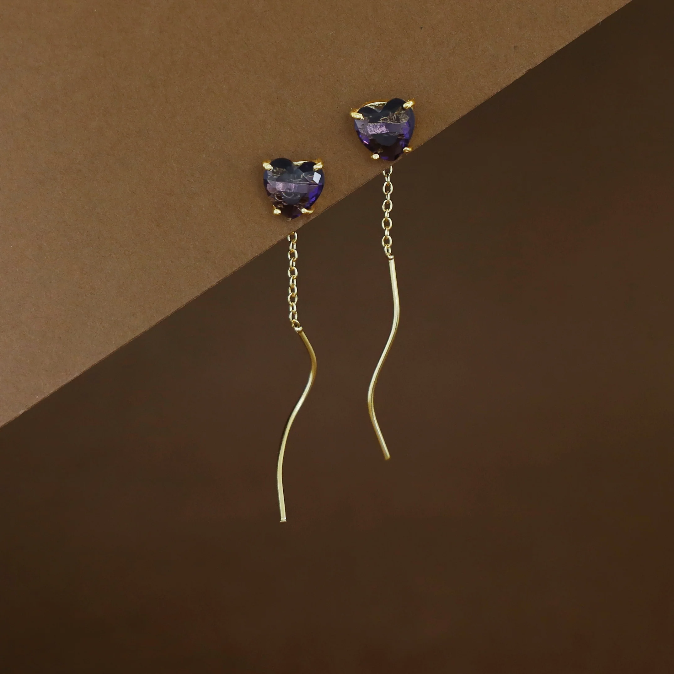 Sahana Golden Claw Heart Glossy Needle And Thread Earring - Image 8