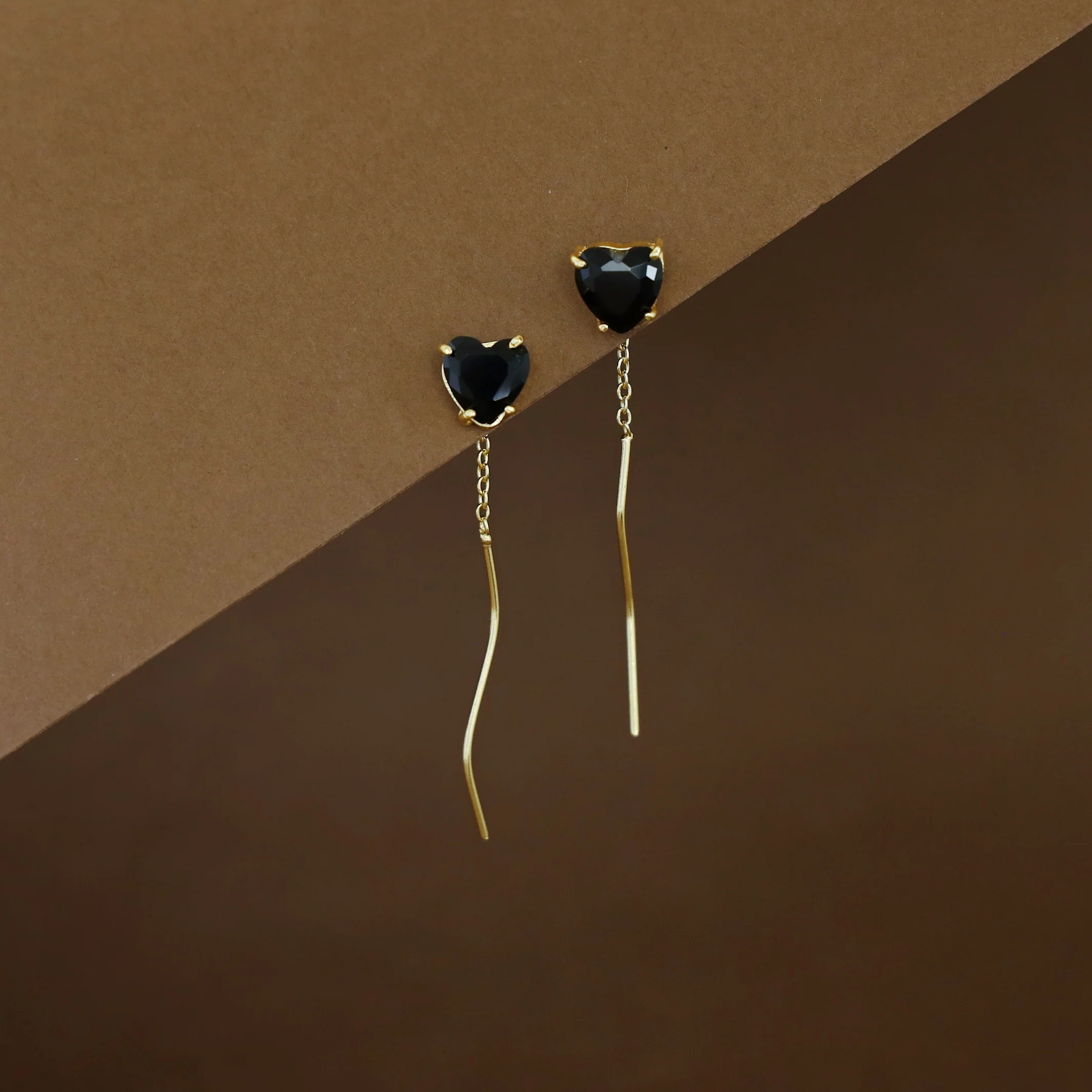 Sahana Golden Claw Heart Glossy Needle And Thread Earring - Image 9