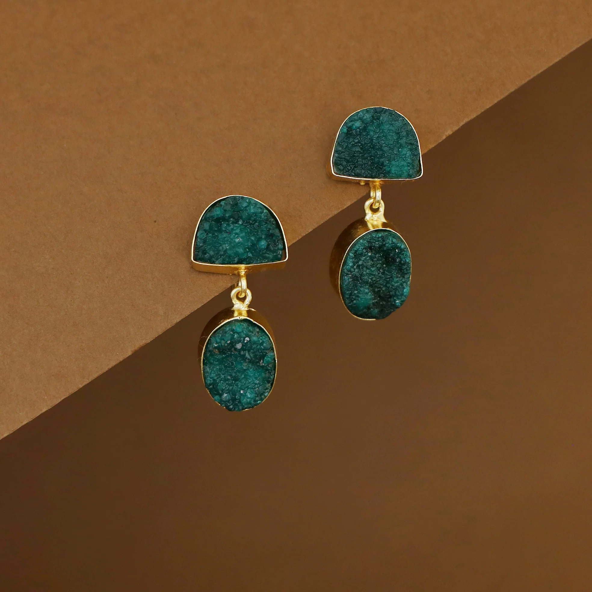 Salona Dual Druzy Stone Earring - Image 11