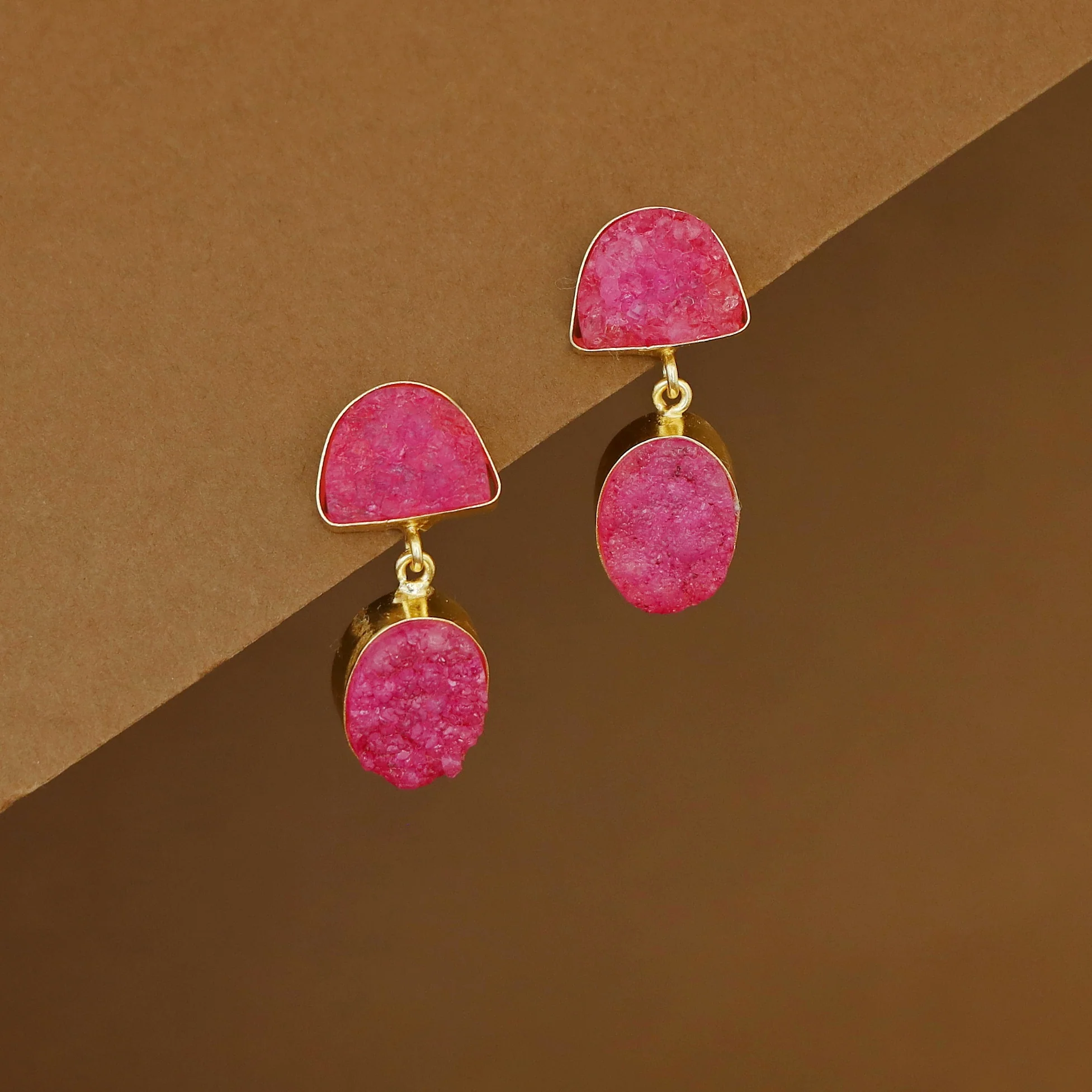Salona Dual Druzy Stone Earring - Image 12